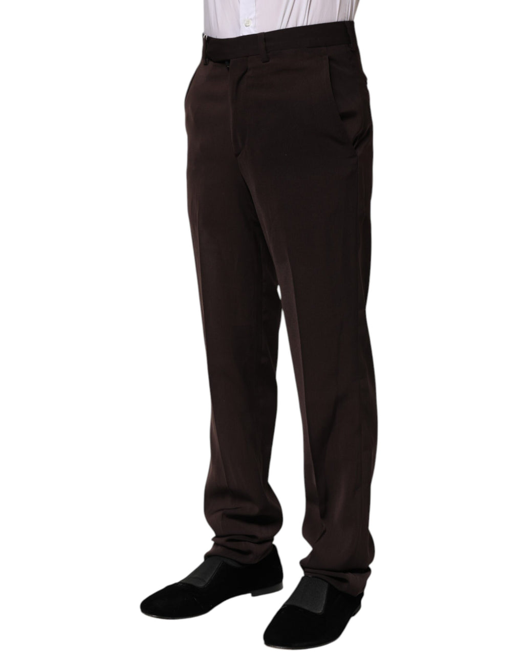 Dunkelbraune formelle Anzughose mit mittlerer Taille