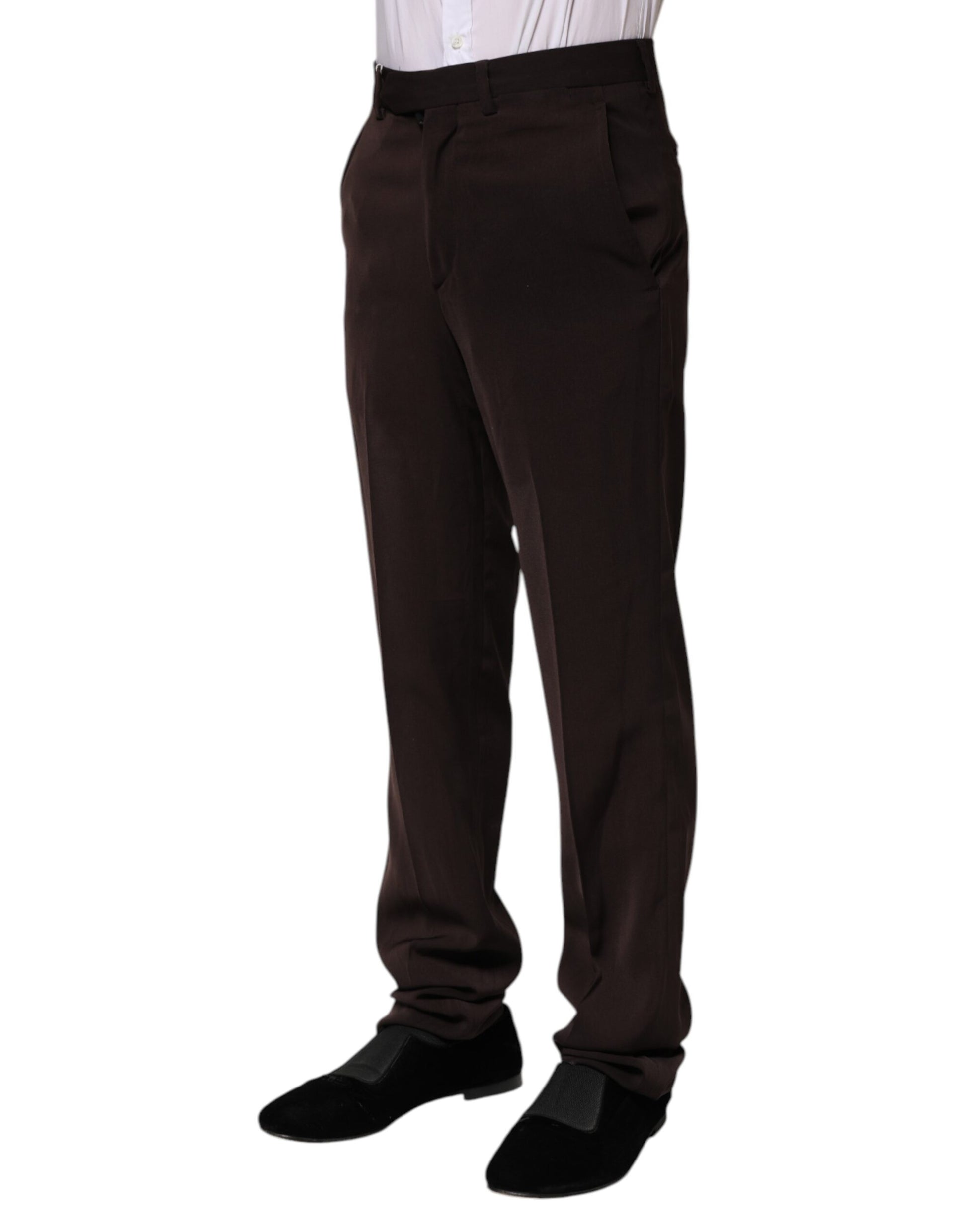 Dunkelbraune formelle Anzughose mit mittlerer Taille