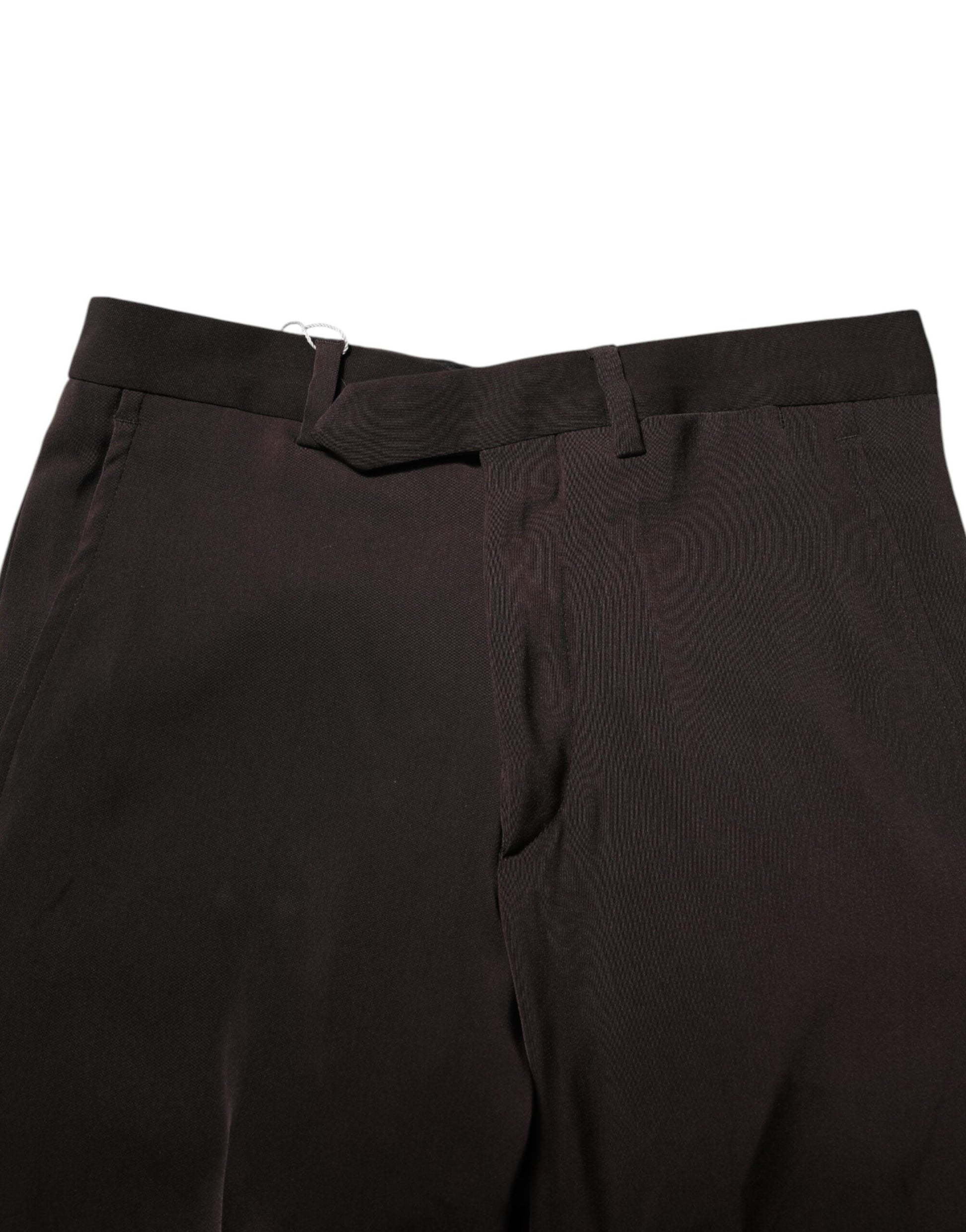 Dunkelbraune formelle Anzughose mit mittlerer Taille