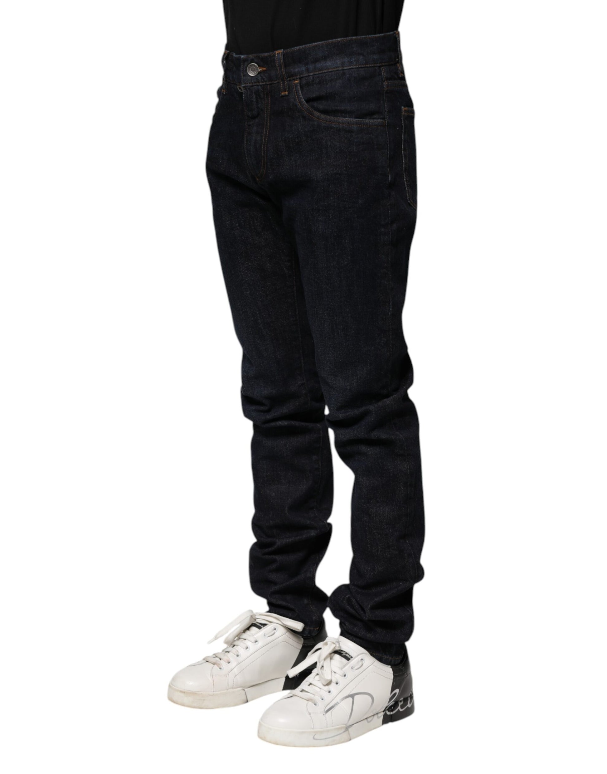Dolce & Gabbana Black Cotton Skinny Denim Men Jeans