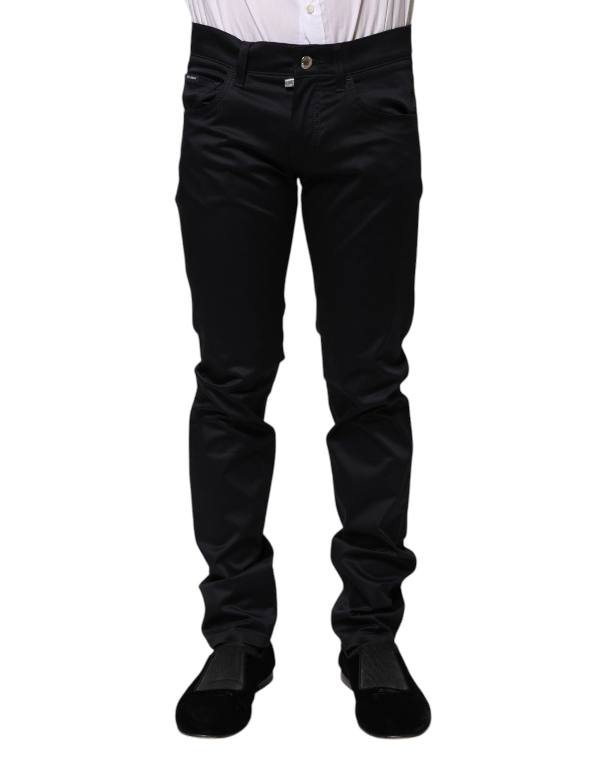 Dolce & Gabbana Black Cotton Skinny Mid Waist Pants