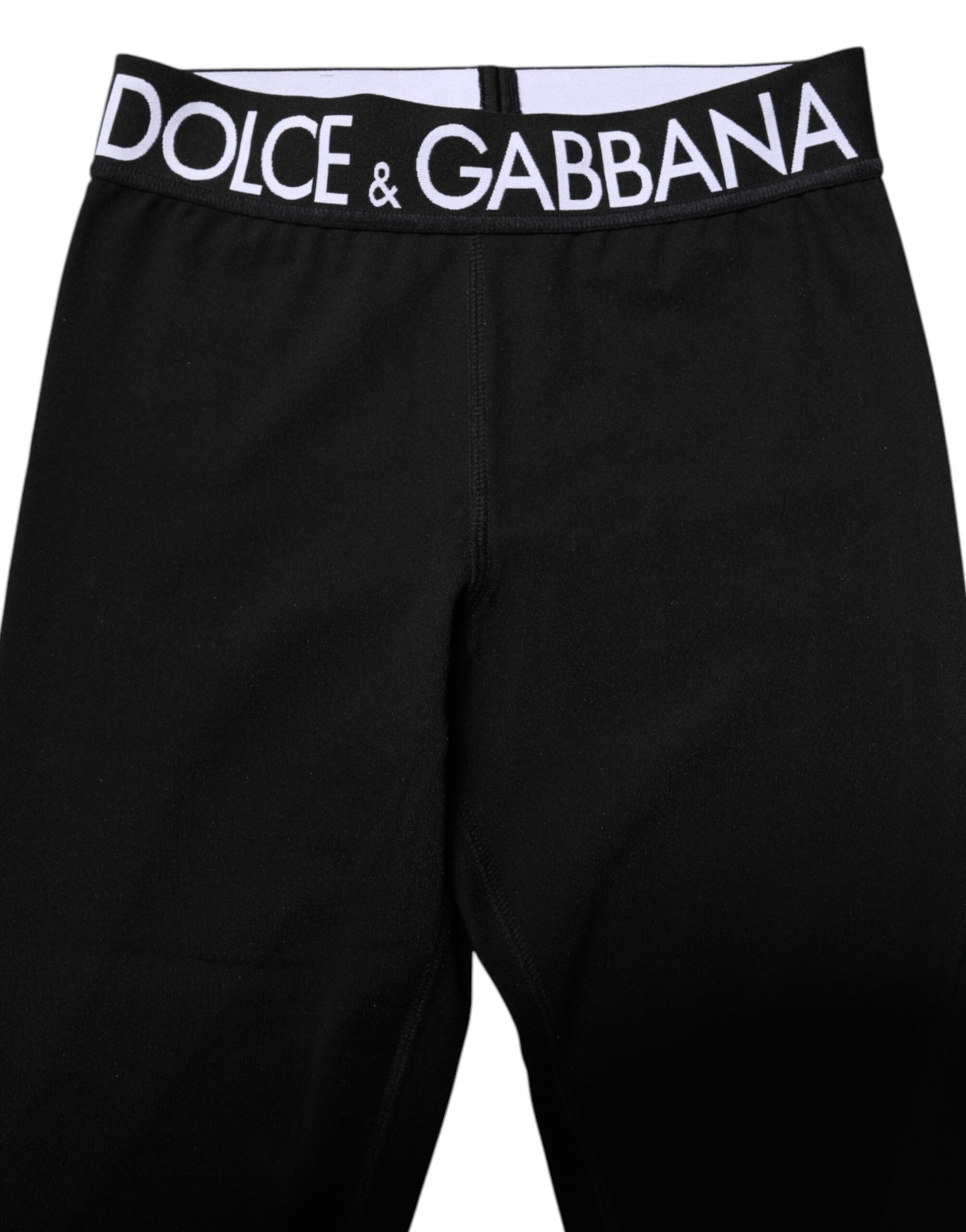 Dolce & Gabbana Black Silver Nylon Skinny Men Leggings Pants