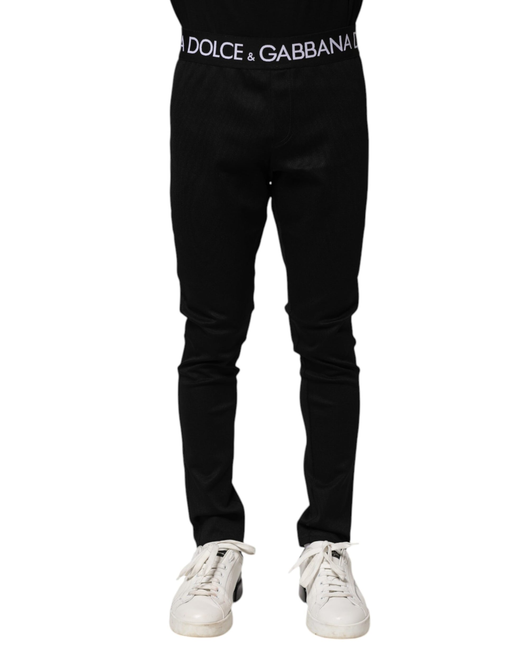 Dolce & Gabbana Black Nylon Skinny Men Jogger Pants