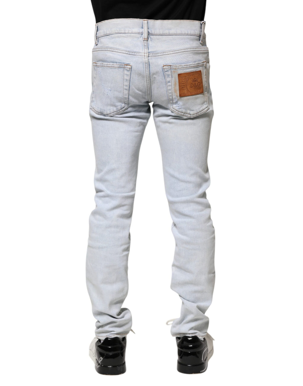 Dolce & Gabbana Light Blue Tattered Skinny Denim Jeans