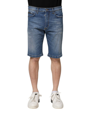 Blaue Herren-Bermudashorts aus Baumwollstretch