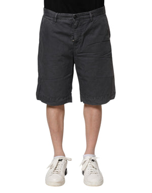 Dunkelgraue Bermudashorts aus Baumwollstretch-Denim