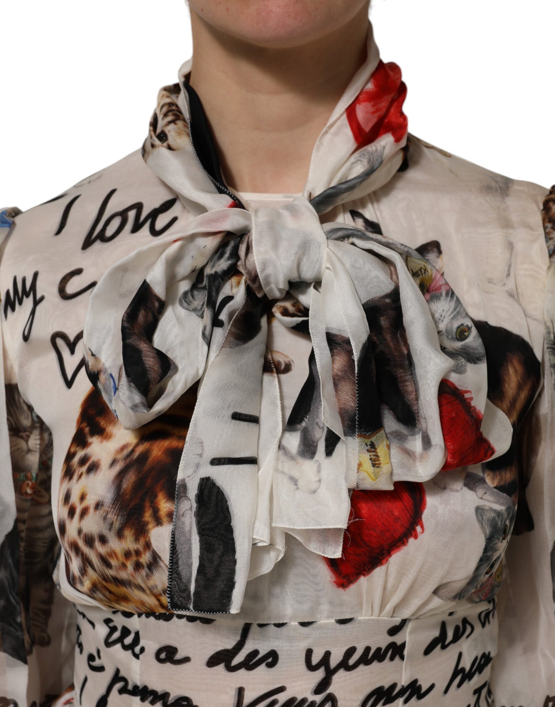 Dolce & Gabbana Multicolor Animal Print Silk Ascot Maxi Dress