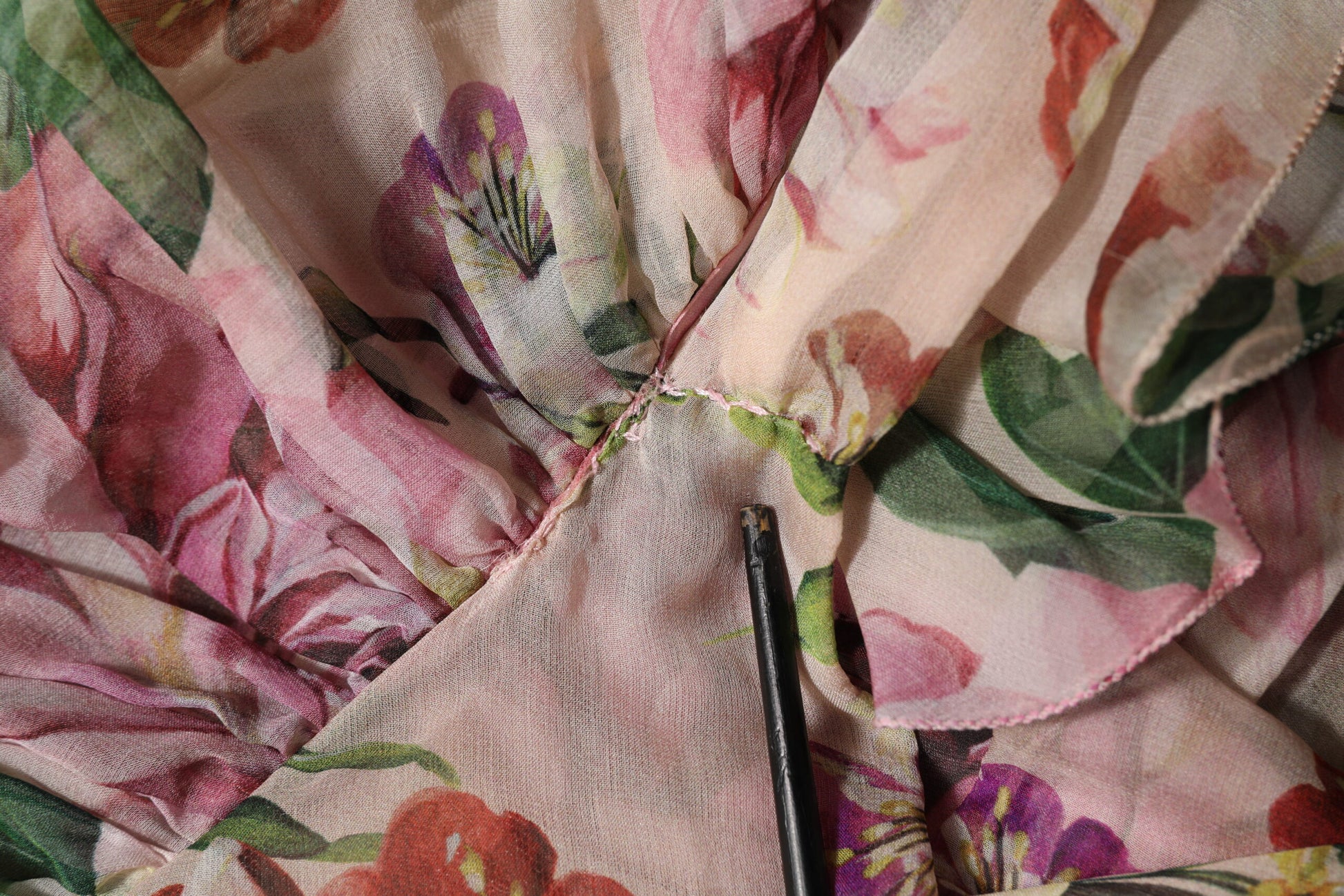 Dolce & Gabbana Pink Floral Print Tiered Long Maxi Dress