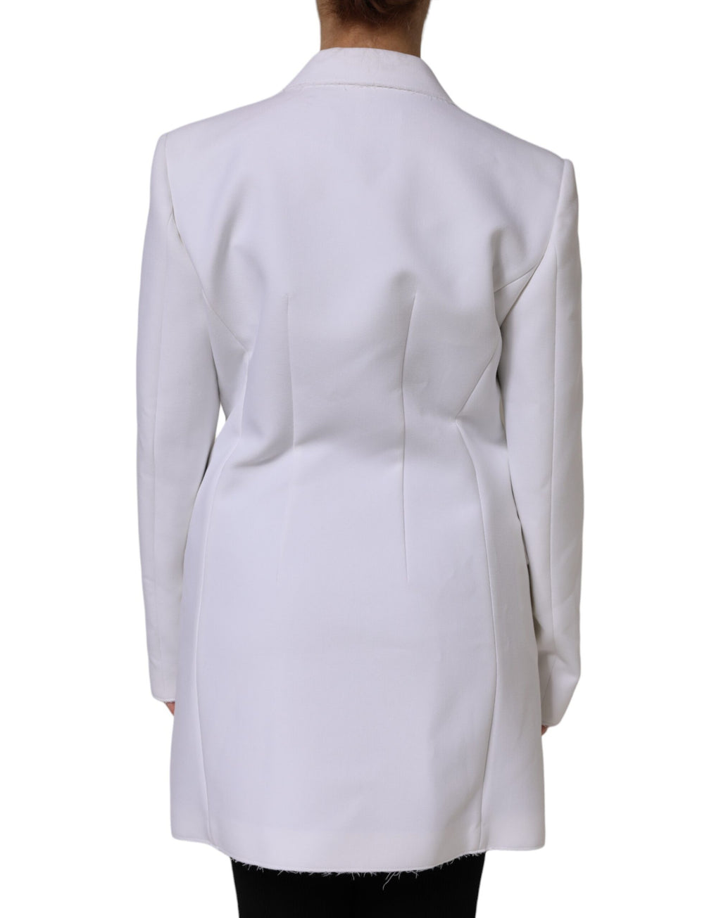 Weiße Wickeljacke aus Polyester mit langen Ärmeln und Rüschen