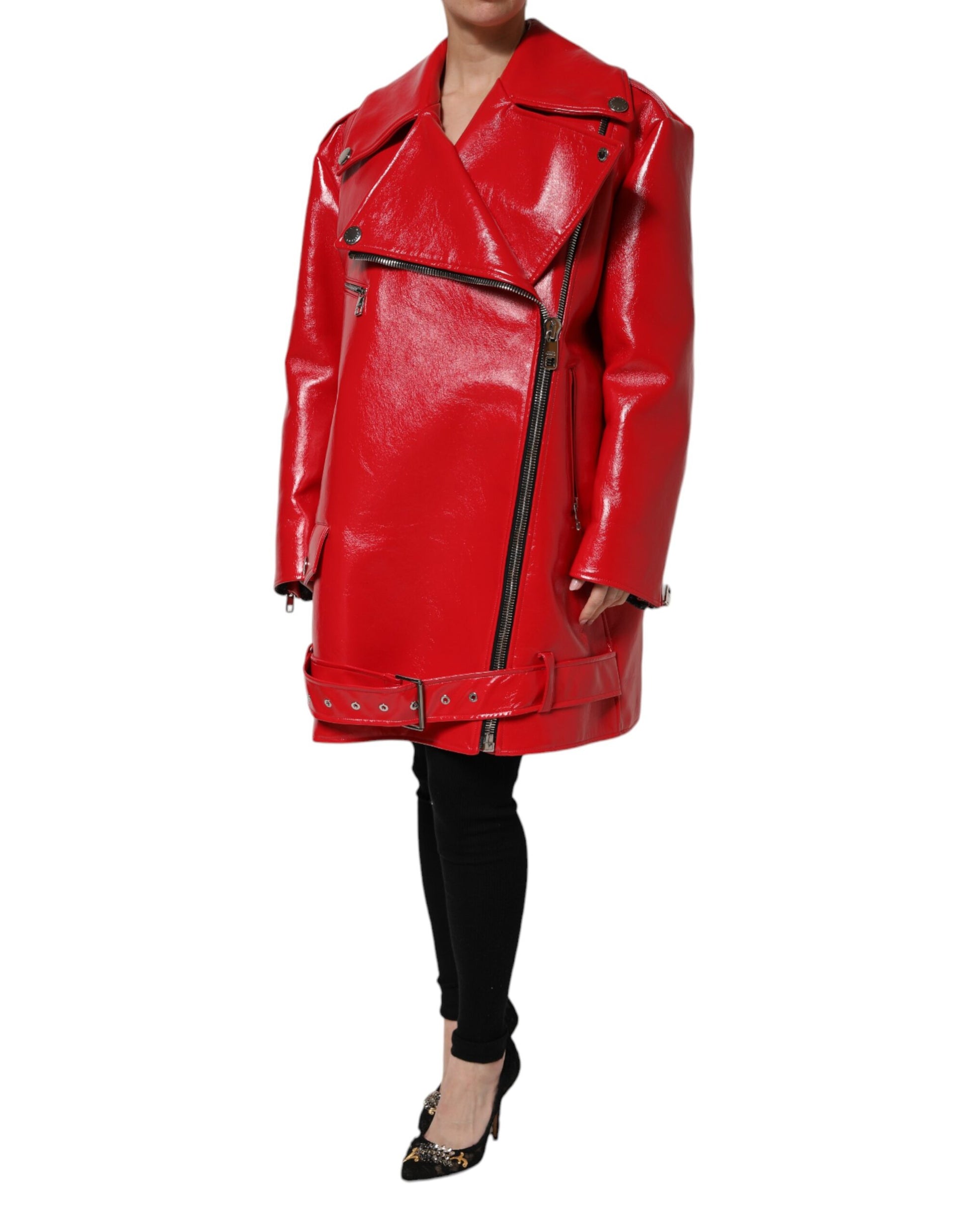Dolce & Gabbana Red Lambskin Full Zipper Jacket