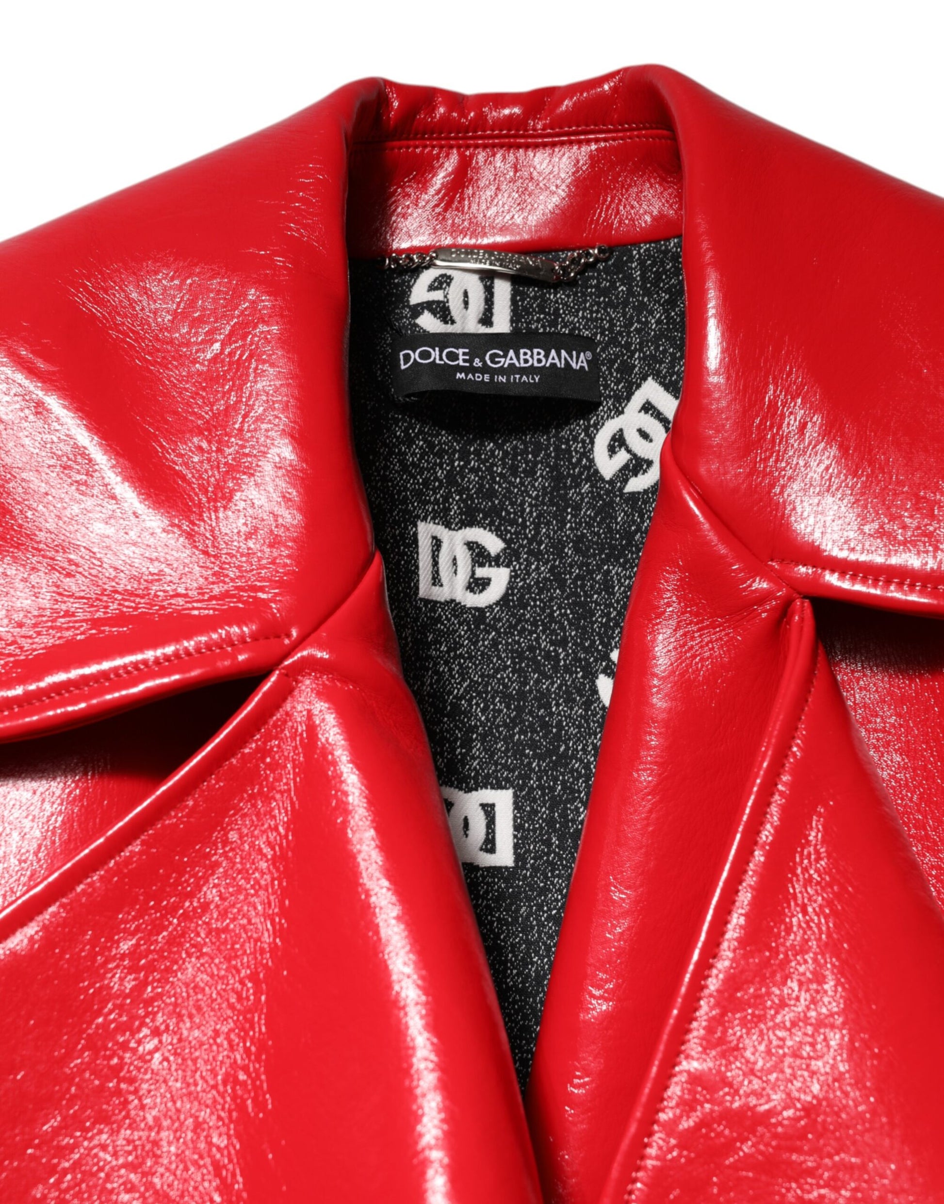 Dolce & Gabbana Red Lambskin Full Zipper Jacket