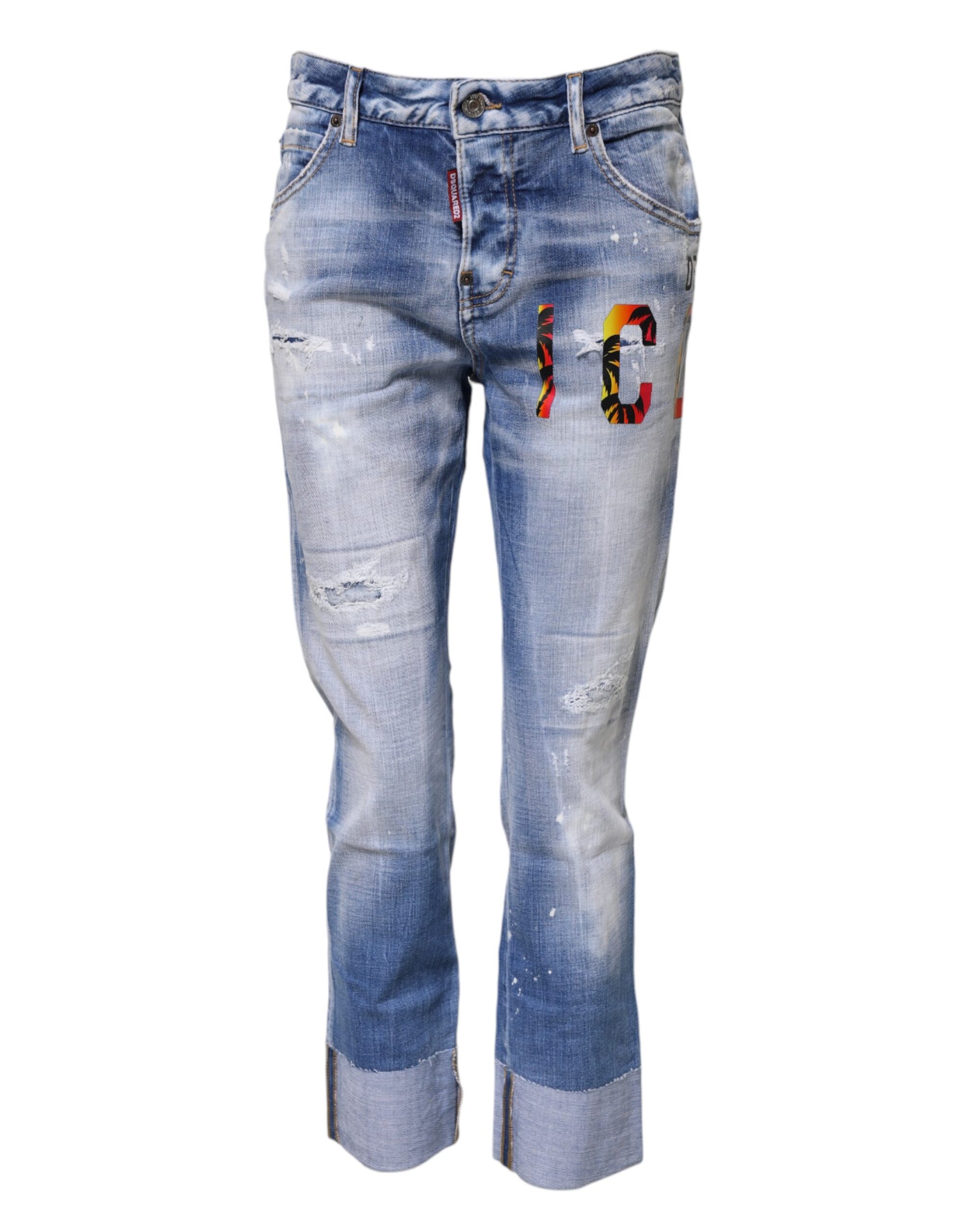 Dsquared² Blue Washed Cotton Mid Waist Skinny Denim Jeans