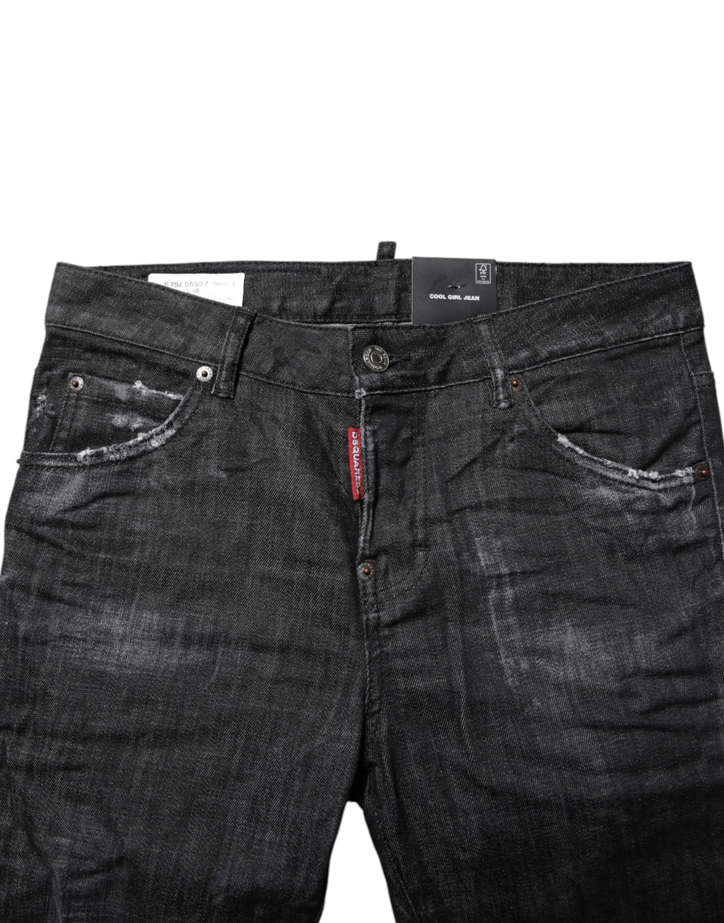 Schwarze Skinny Jeans aus verwaschener Baumwolle mit mittlerer Taille