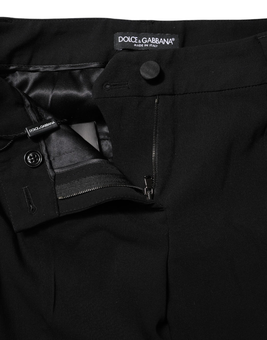 Schwarze Anzughose aus Wolle mit mittlerer Taille und schmalem Schnitt
