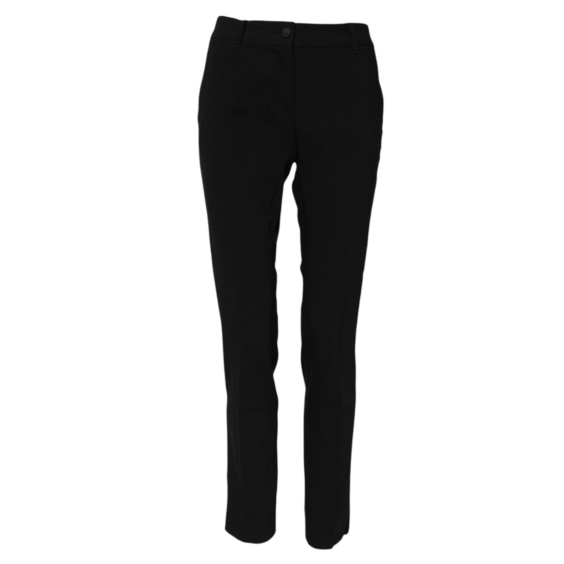 Schwarze Anzughose aus Wolle mit mittlerer Taille und schmalem Schnitt