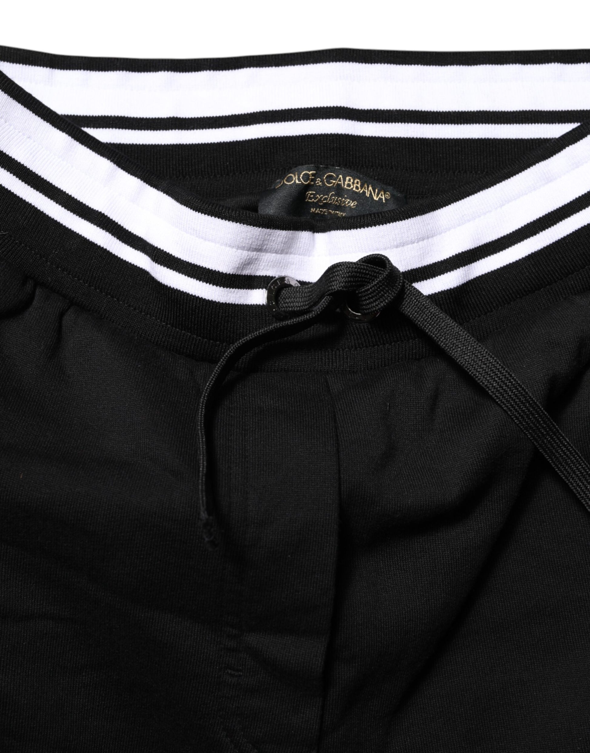 Dolce & Gabbana Black Cotton Mid Waist Jogger Pants