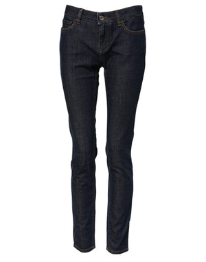 Blue Skinny Cotton Mid Waisted Denim Jeans