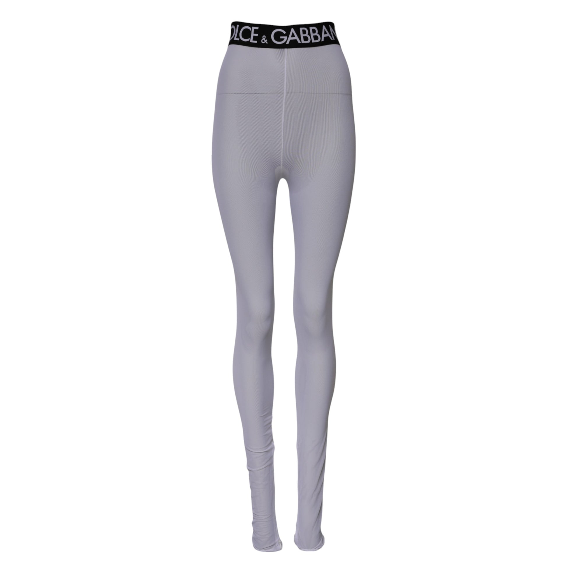 Dolce & Gabbana Gray Nylon DG Logo Mid Waisted Leggings Pants