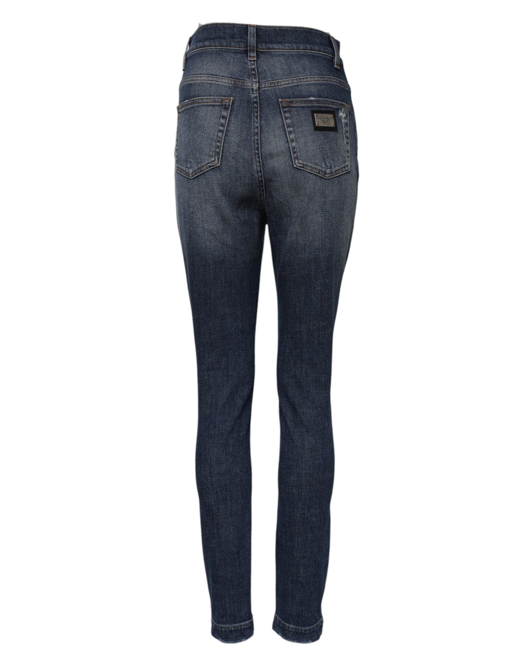 Blaue Jeans aus gewaschener Baumwolle mit hoher Taille