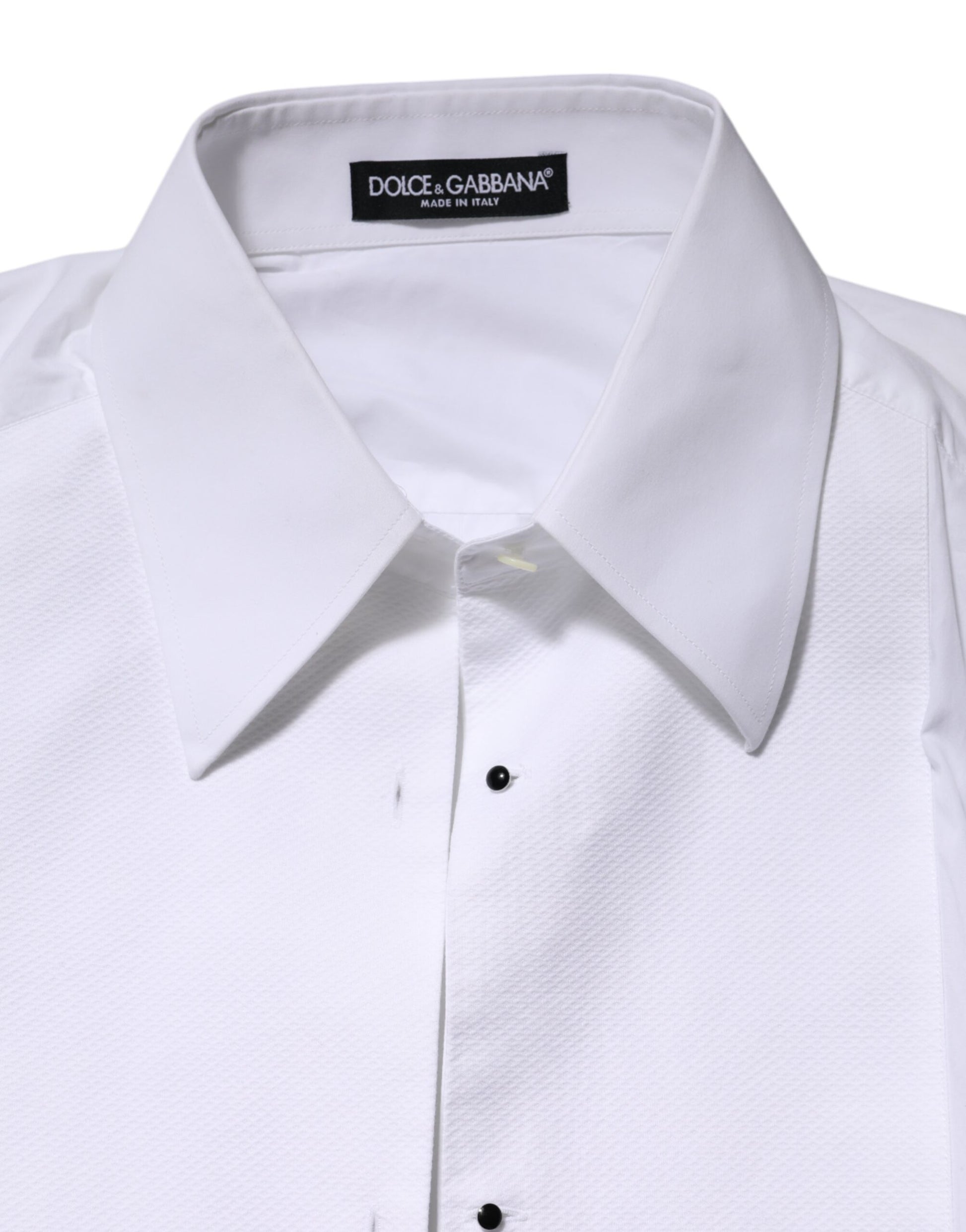 Dolce & Gabbana White Cotton Long Sleeves Collared Top Shirt