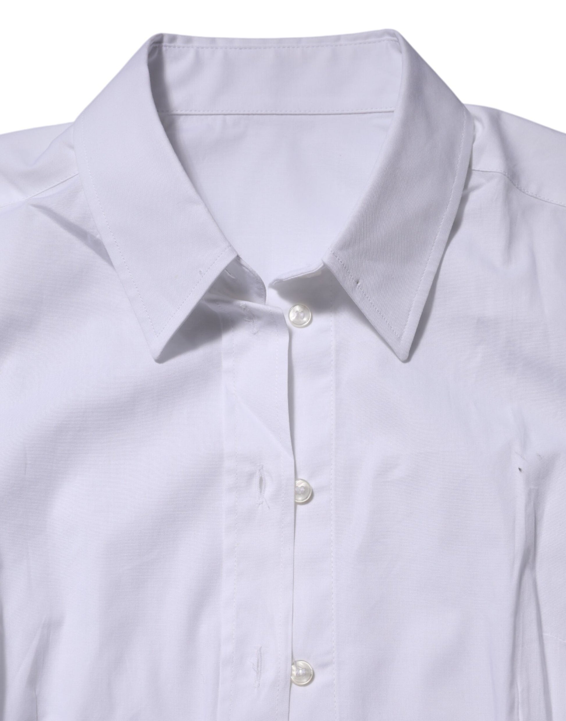 Dolce & Gabbana White Cotton Collared Long Sleeves Top Shirt