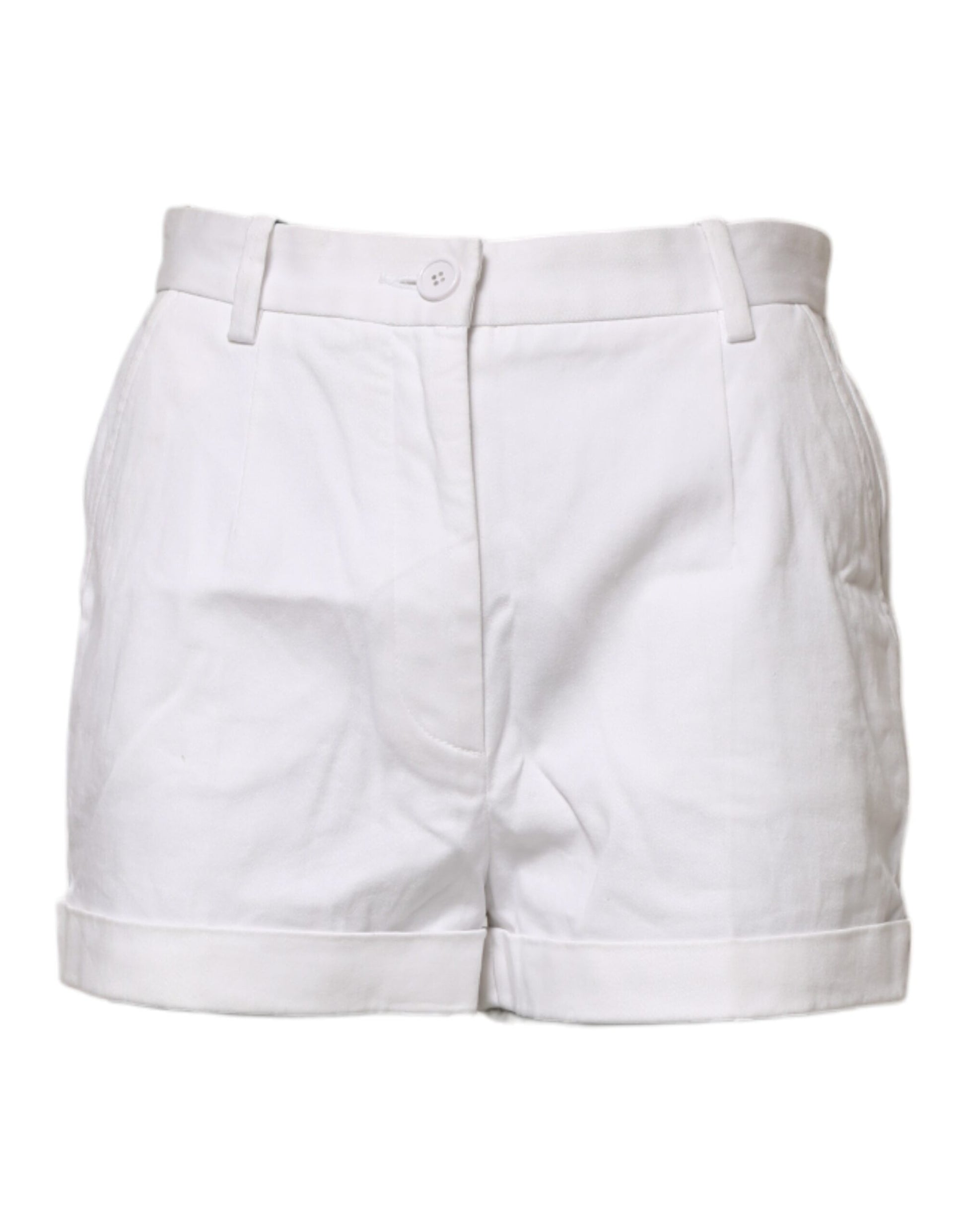 Weiße Bermudashorts aus Baumwolle mit mittlerer Taille für Damen