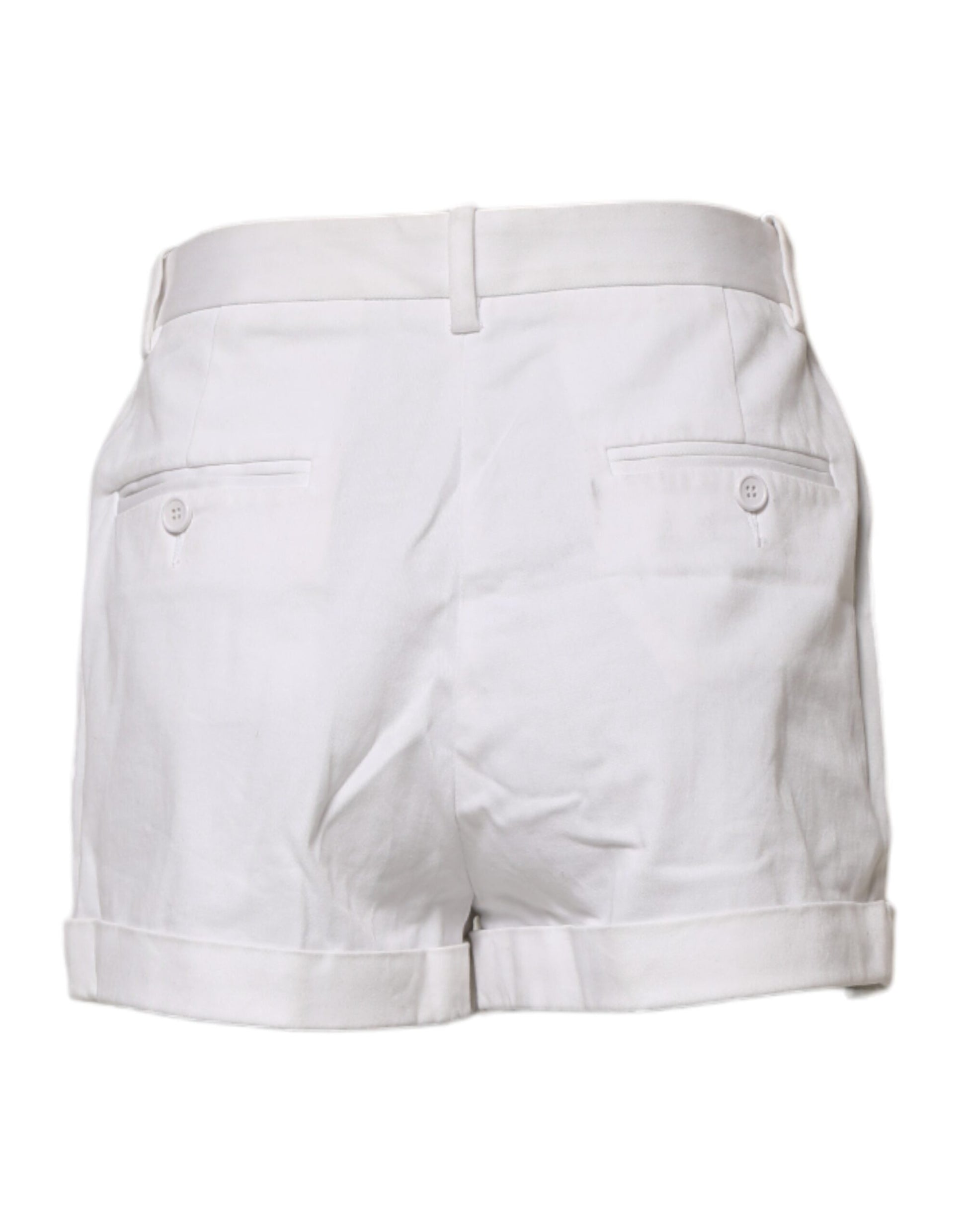 Weiße Bermudashorts aus Baumwolle mit mittlerer Taille für Damen