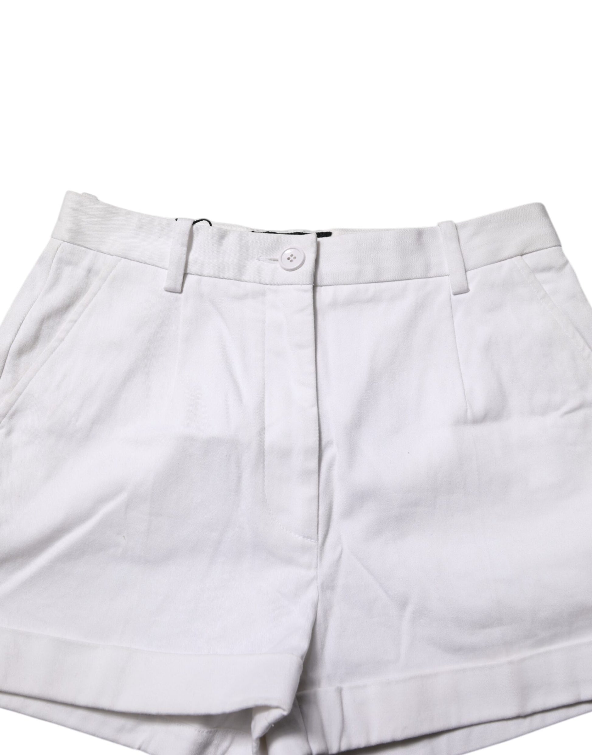 Weiße Bermudashorts aus Baumwolle mit mittlerer Taille für Damen
