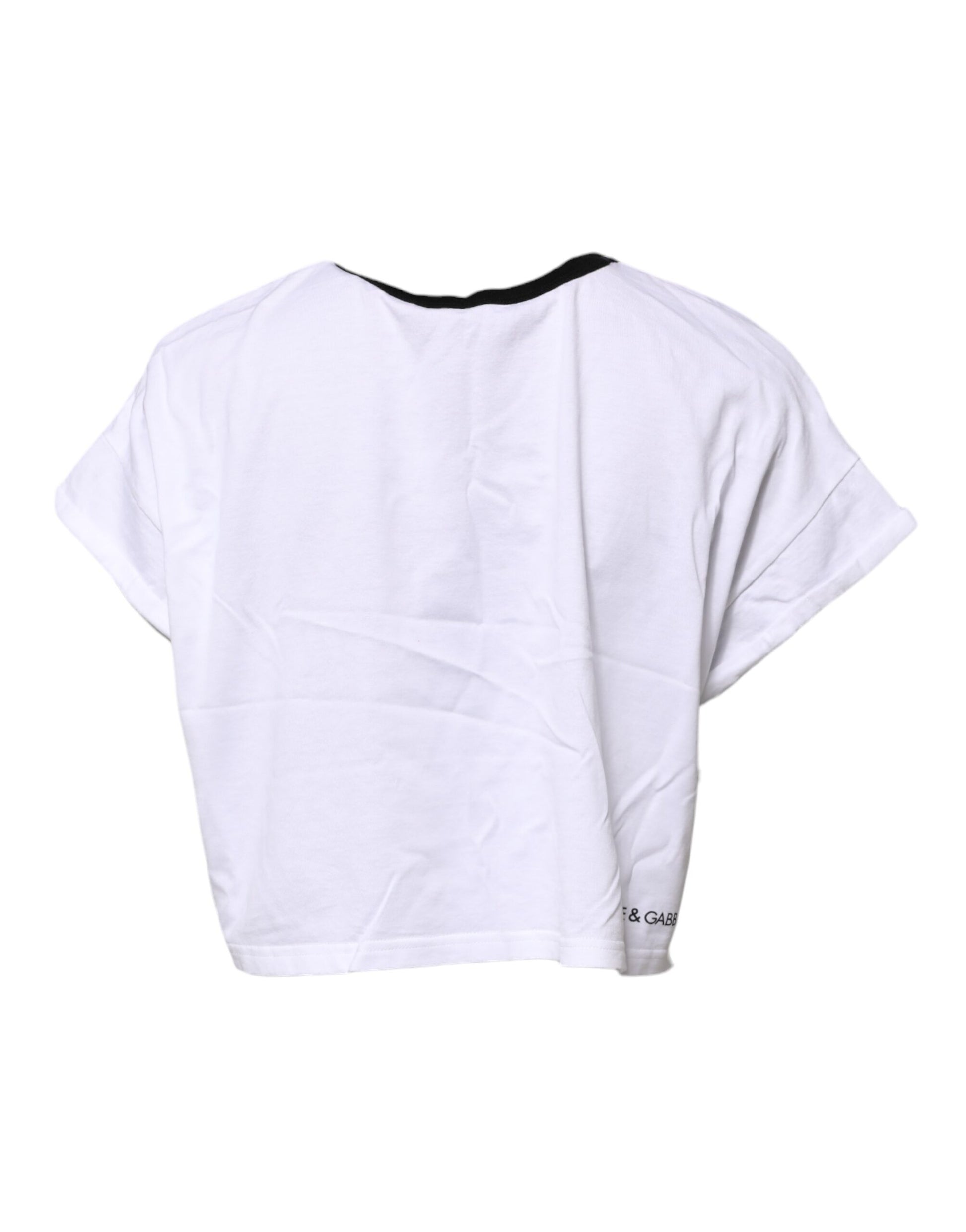 Weißes, kurzes T-Shirt mit Rundhalsausschnitt und Grafikdruck