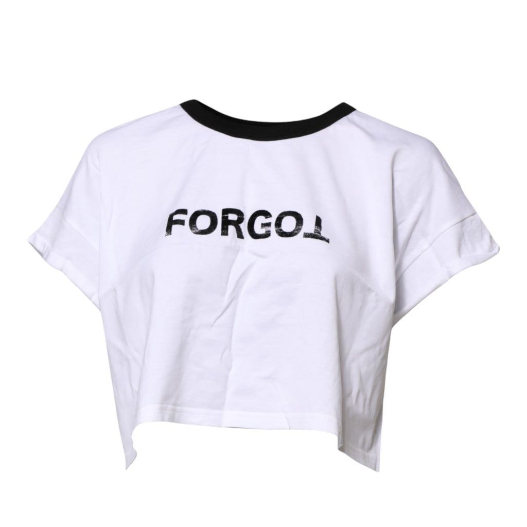 Weißes, kurzes T-Shirt mit Rundhalsausschnitt und Grafikdruck