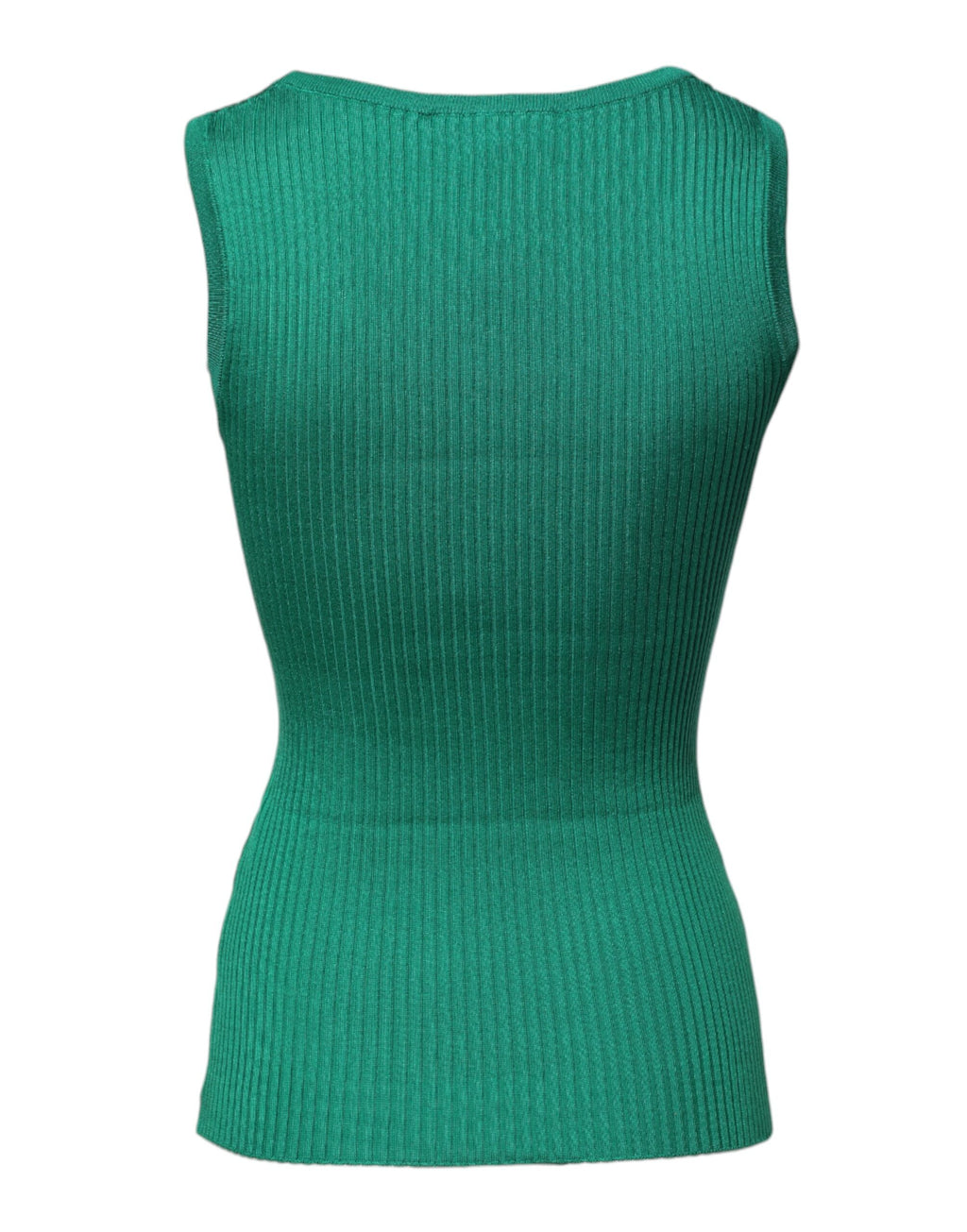 Grünes ärmelloses Tanktop aus Seide mit Rundhalsausschnitt