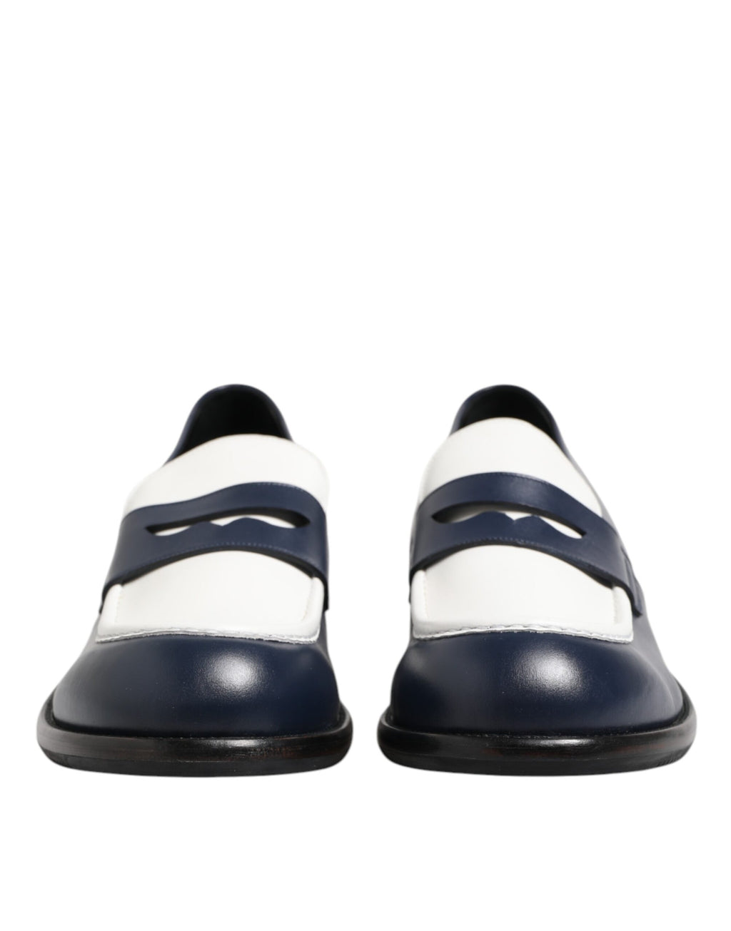 Schwarz-weiße Slipper aus Leder für Herren