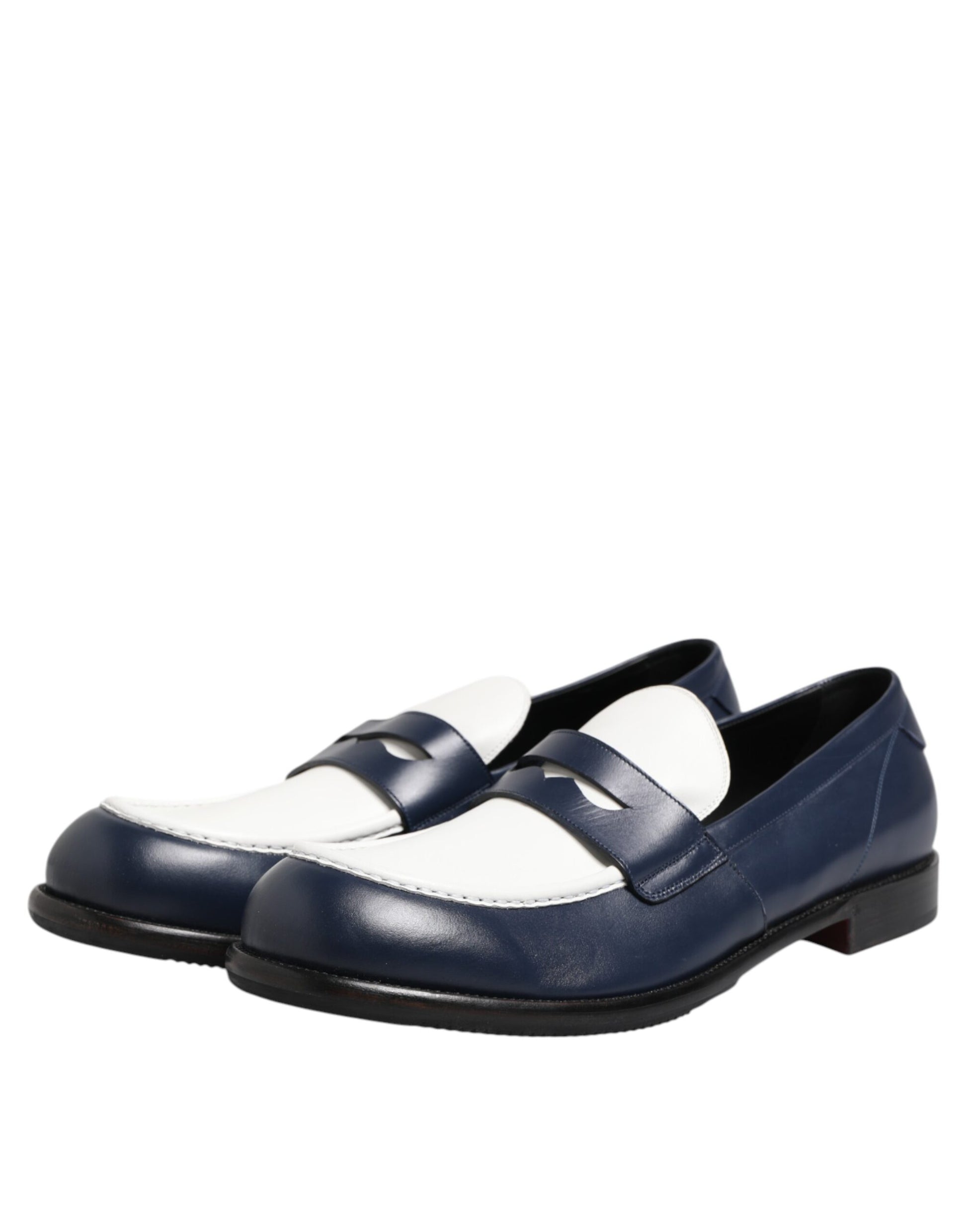 Schwarz-weiße Slipper aus Leder für Herren