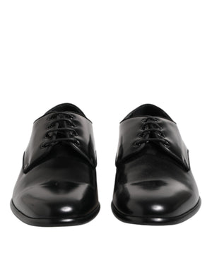 Schwarze Derby-Schnürschuhe aus Leder für Herren