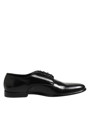 Schwarze Derby-Schnürschuhe aus Leder für Herren