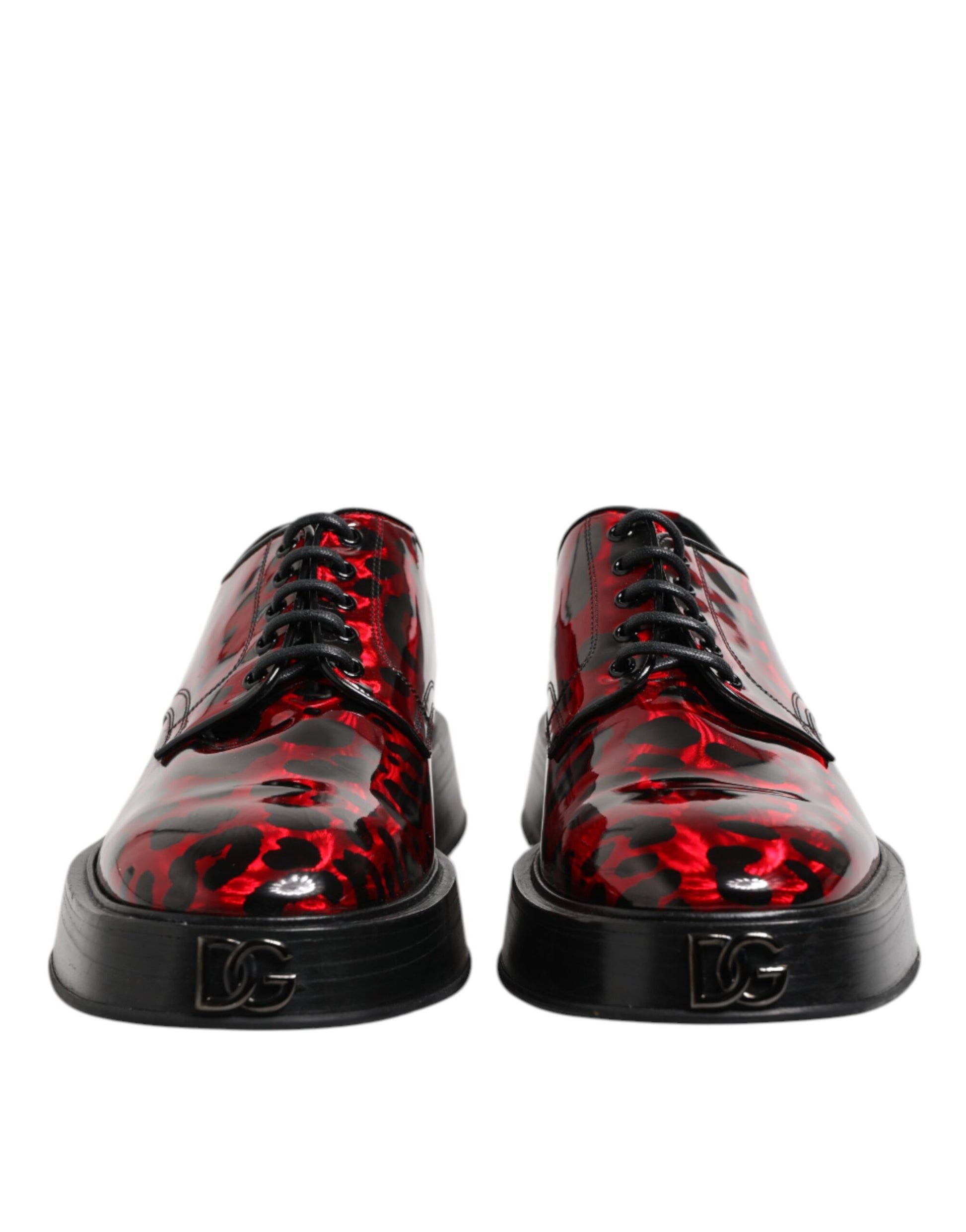 Roter Leopardenmuster Derby Formelle Herrenschuhe
