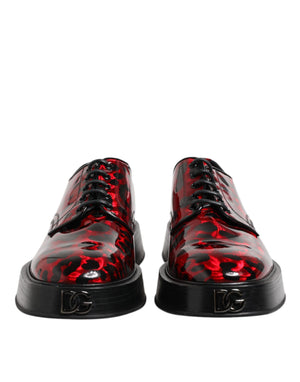 Roter Leopardenmuster Derby Formelle Herrenschuhe