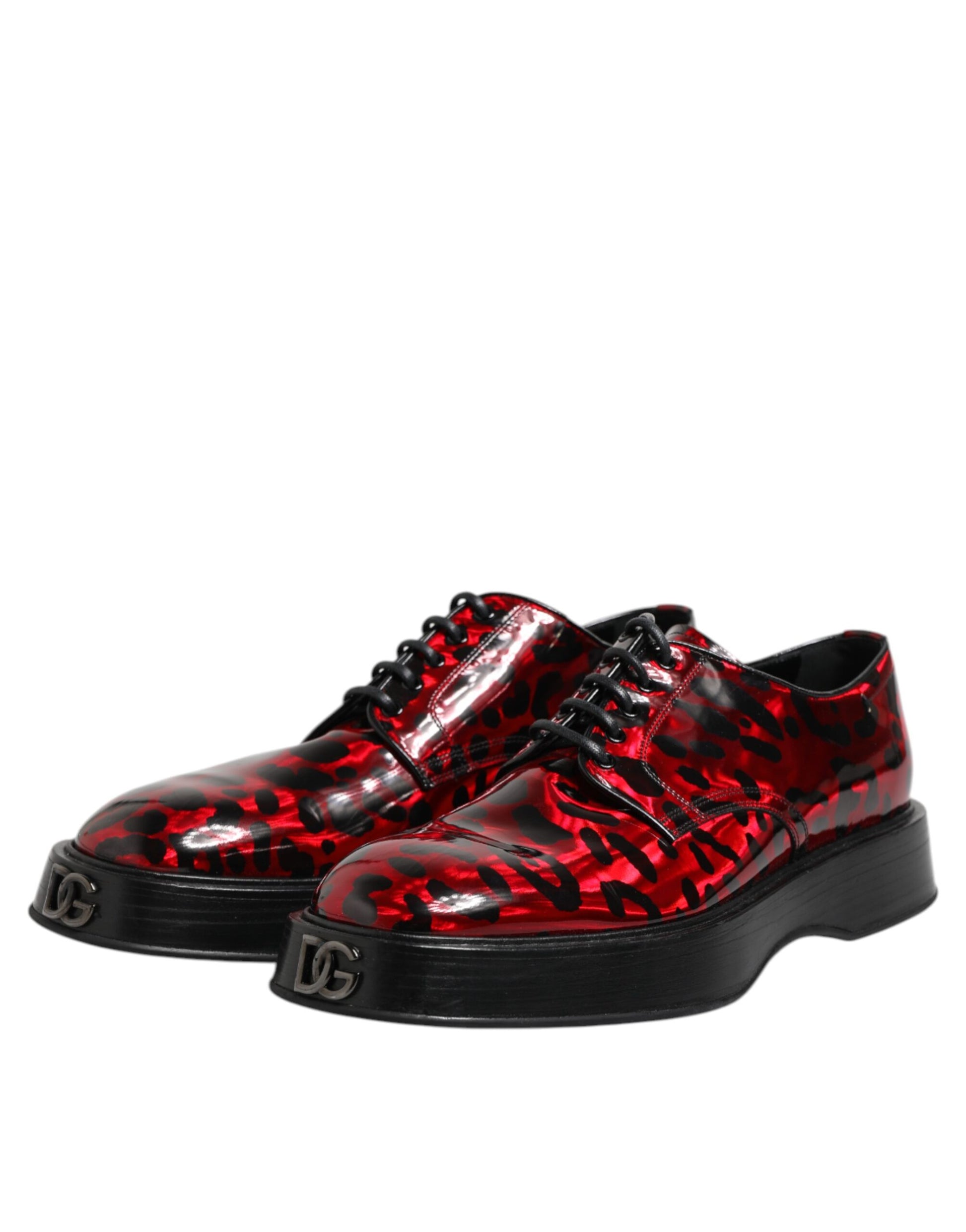 Roter Leopardenmuster Derby Formelle Herrenschuhe