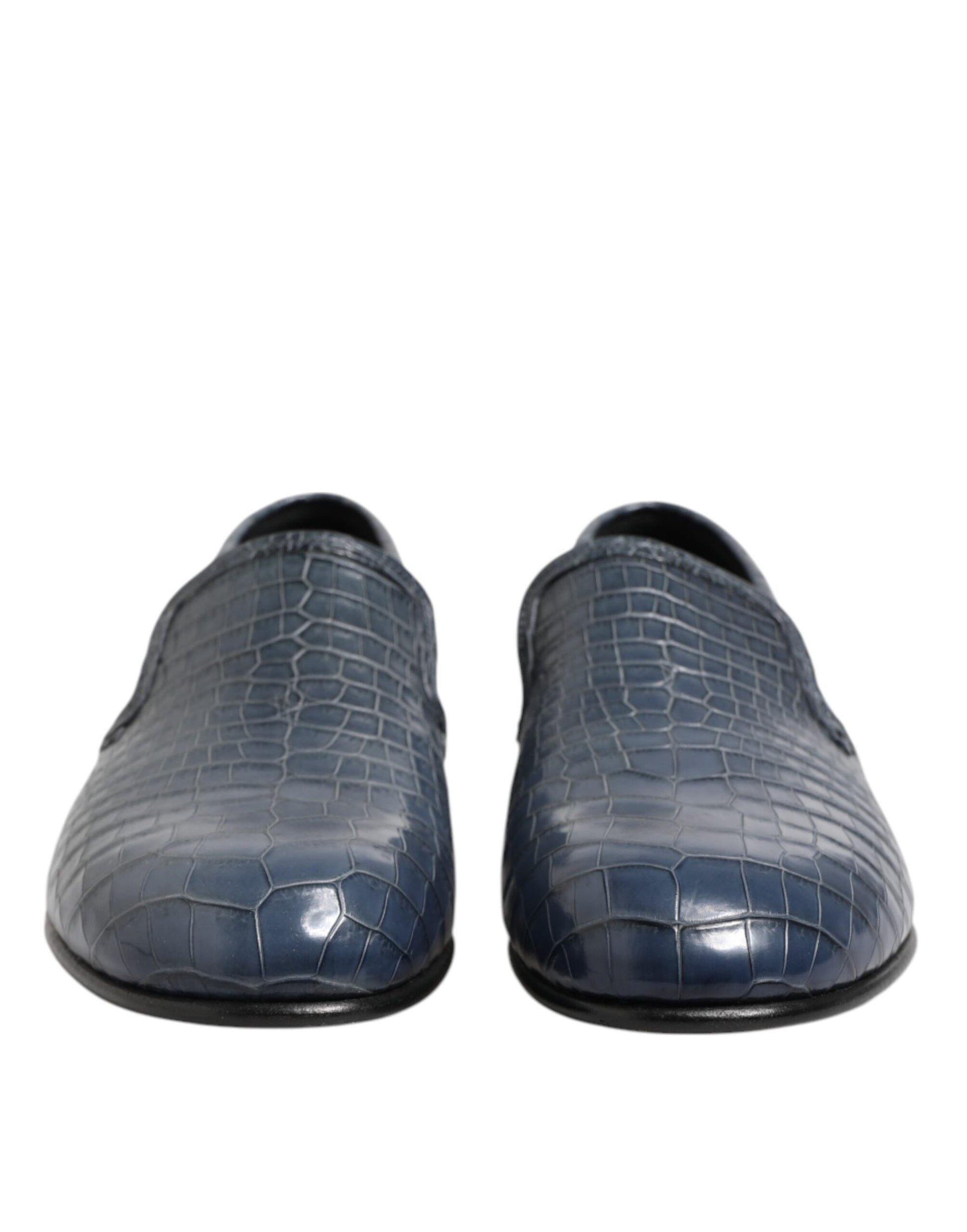 Blaue Slipper aus exotischem Leder für Herren