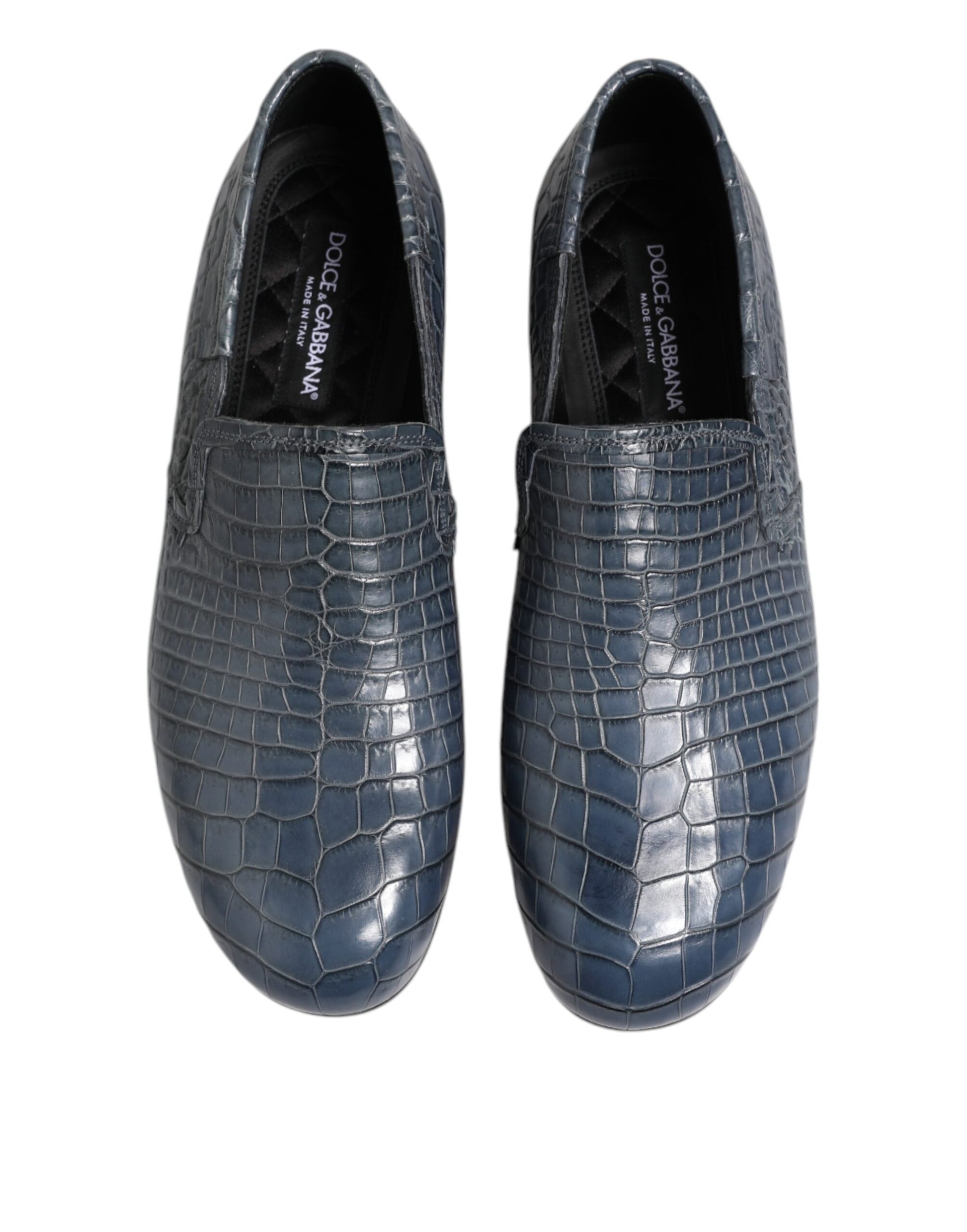 Blaue Slipper aus exotischem Leder für Herren