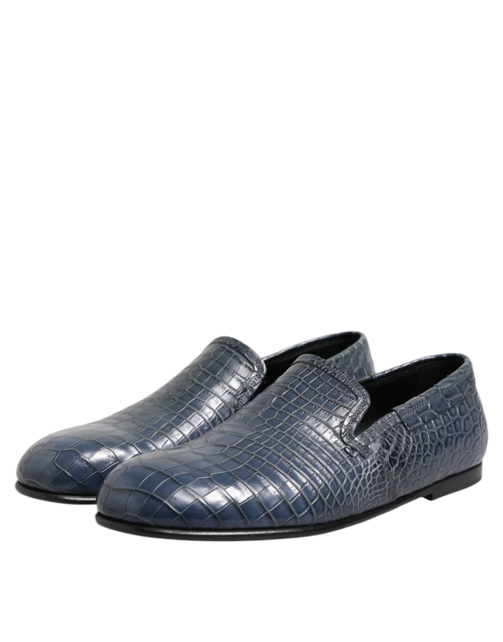 Blaue Slipper aus exotischem Leder für Herren