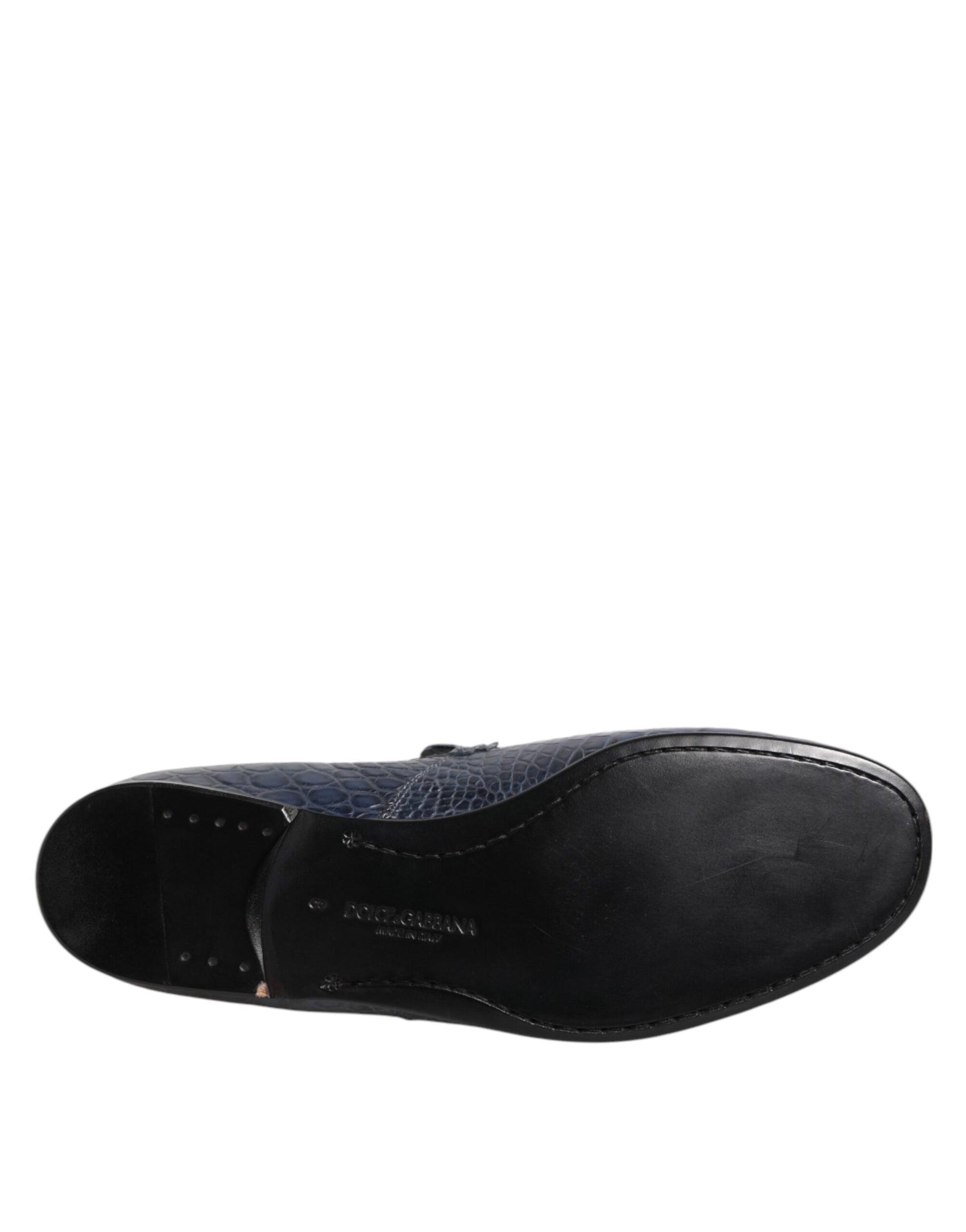 Blaue Slipper aus exotischem Leder für Herren