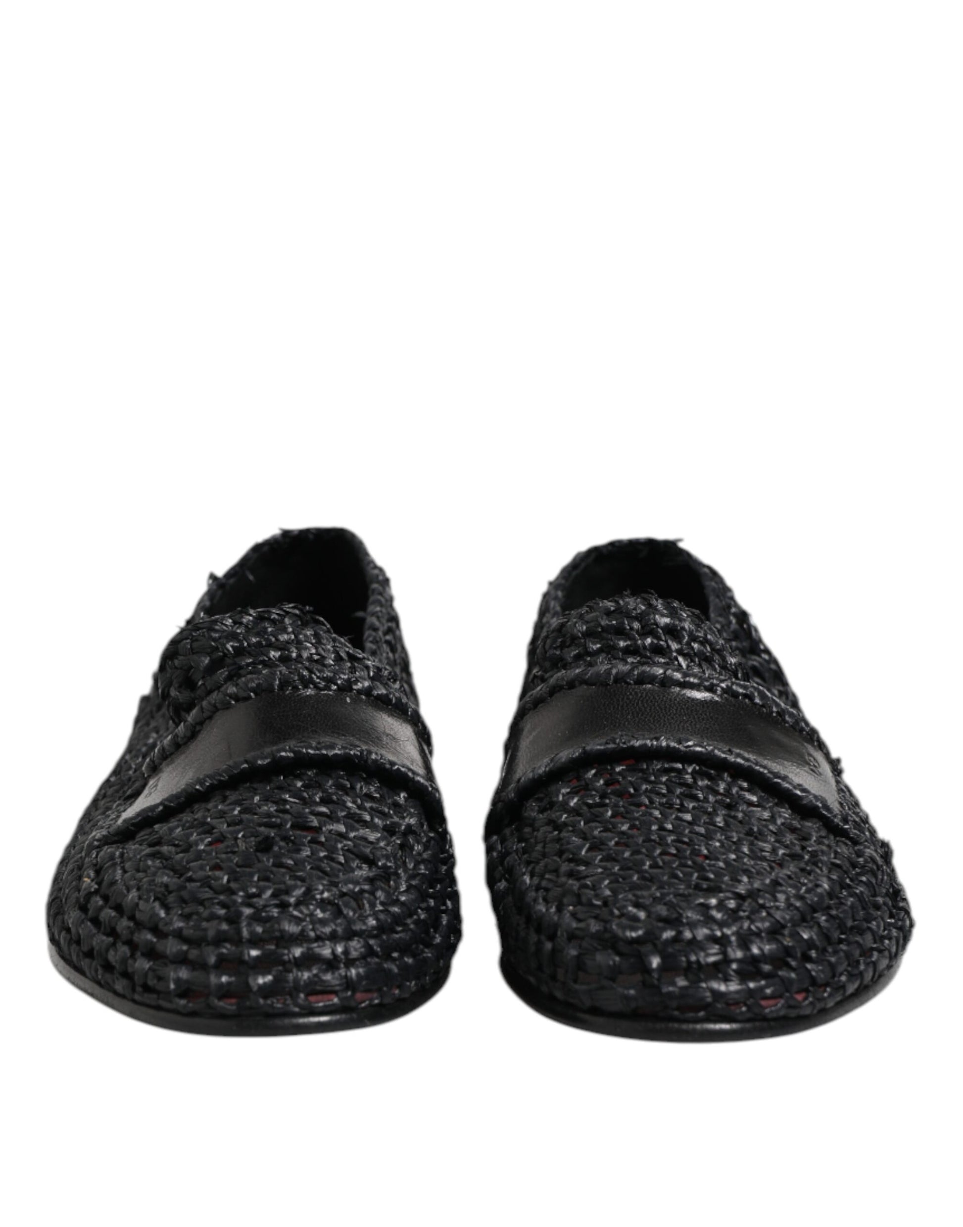 Schwarze Slipper aus gewebtem Leder für Herren
