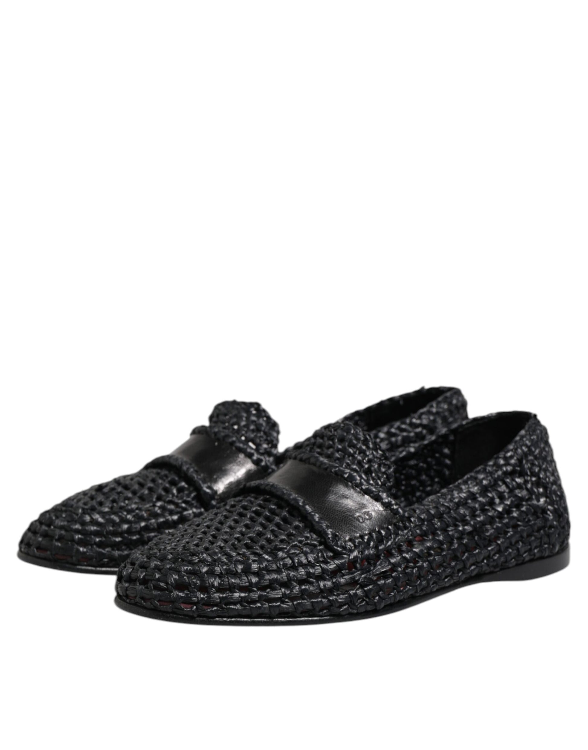 Schwarze Slipper aus gewebtem Leder für Herren