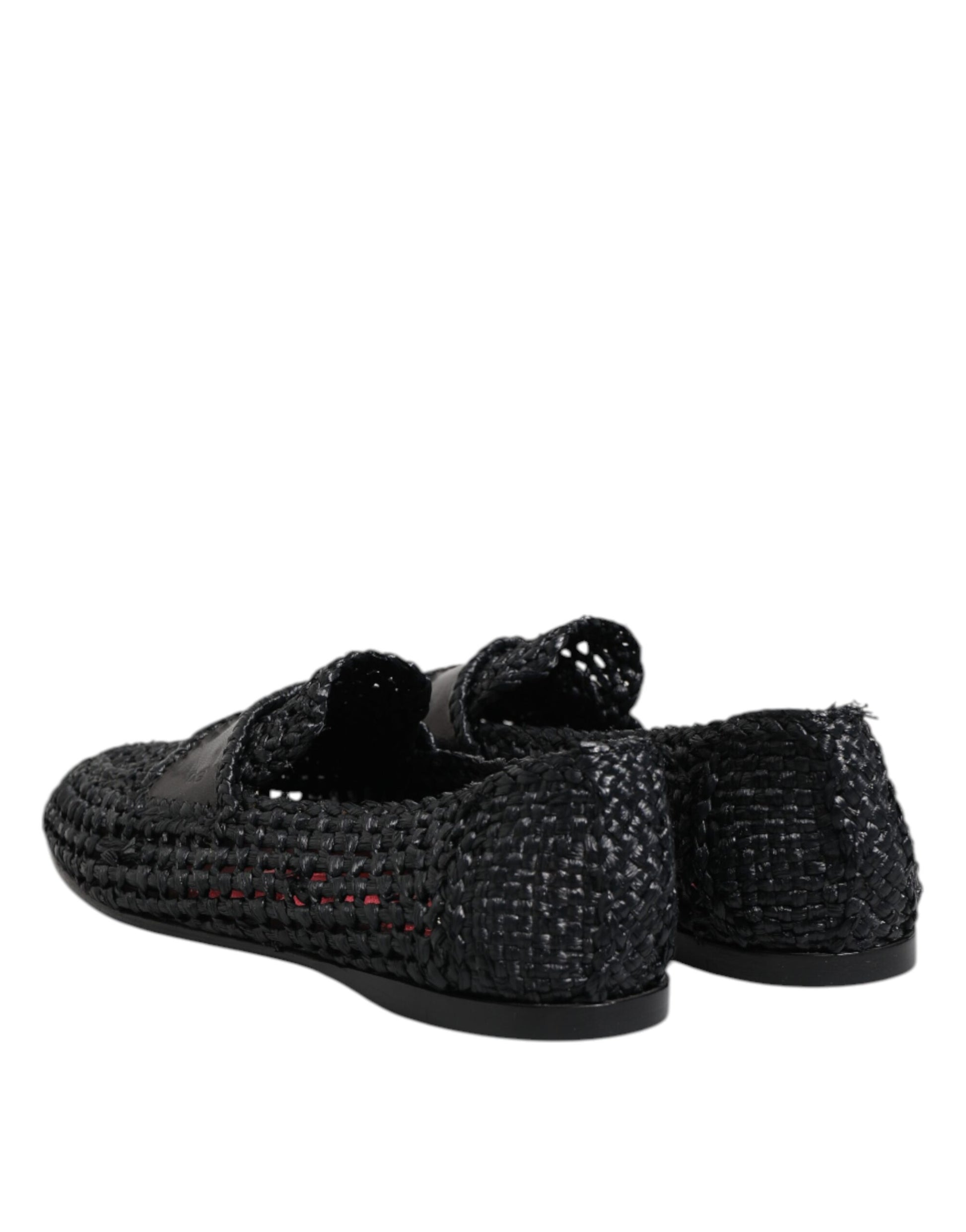 Schwarze Slipper aus gewebtem Leder für Herren