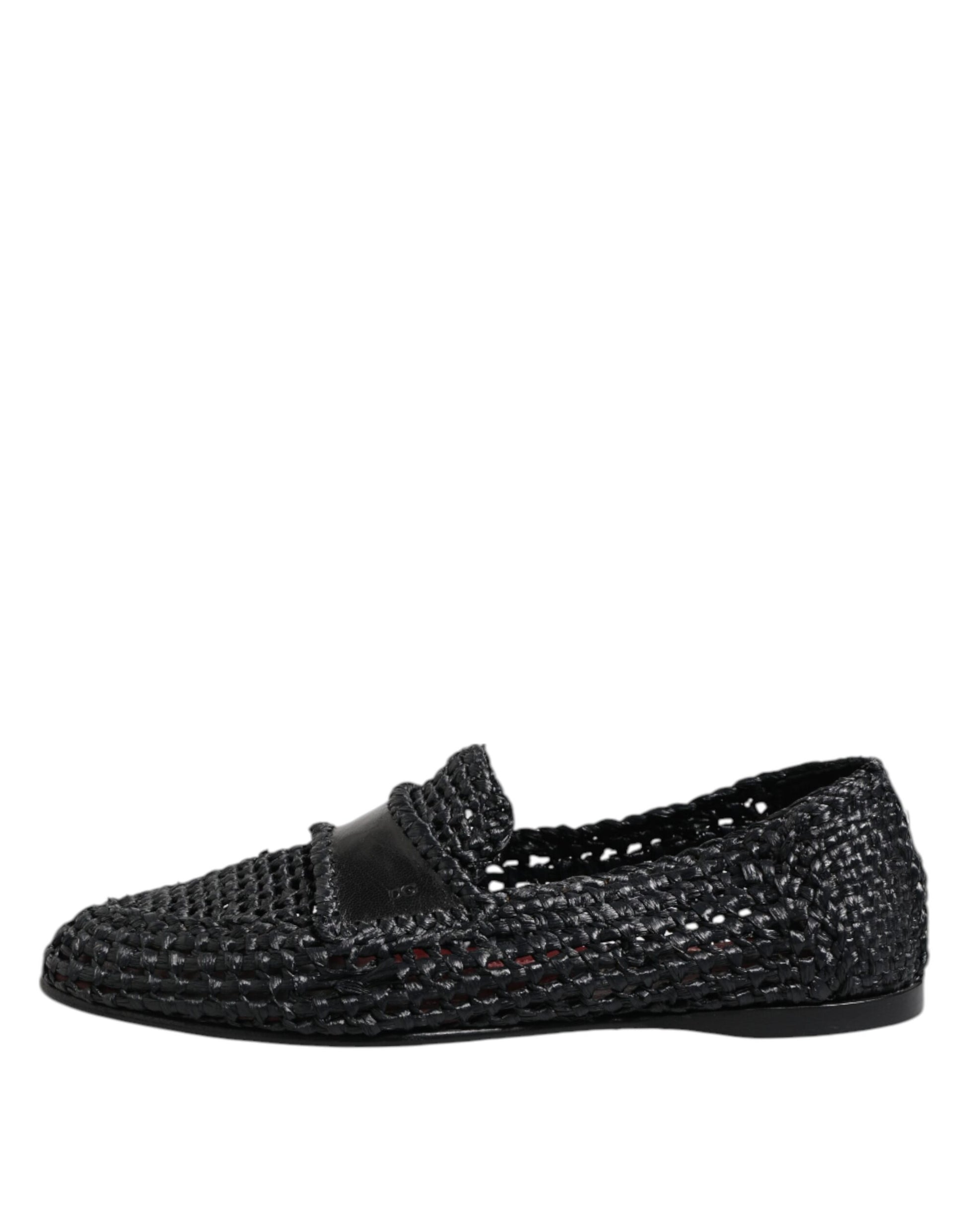 Schwarze Slipper aus gewebtem Leder für Herren
