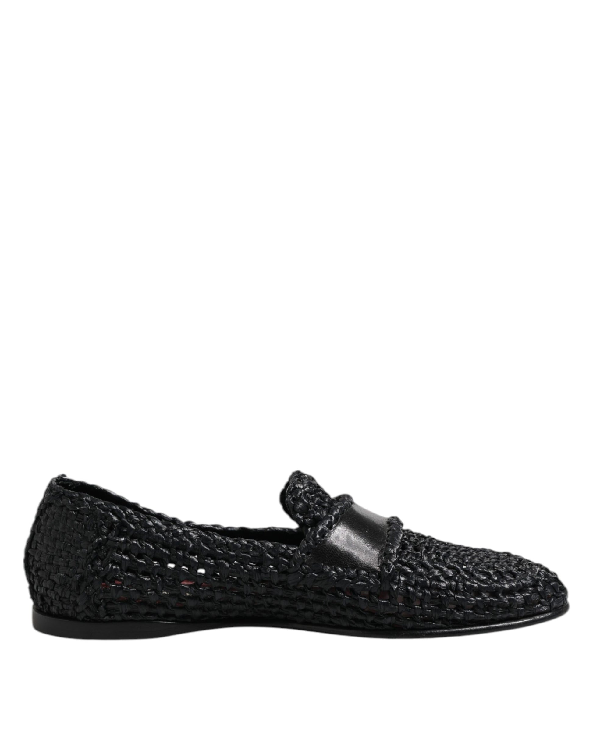 Schwarze Slipper aus gewebtem Leder für Herren