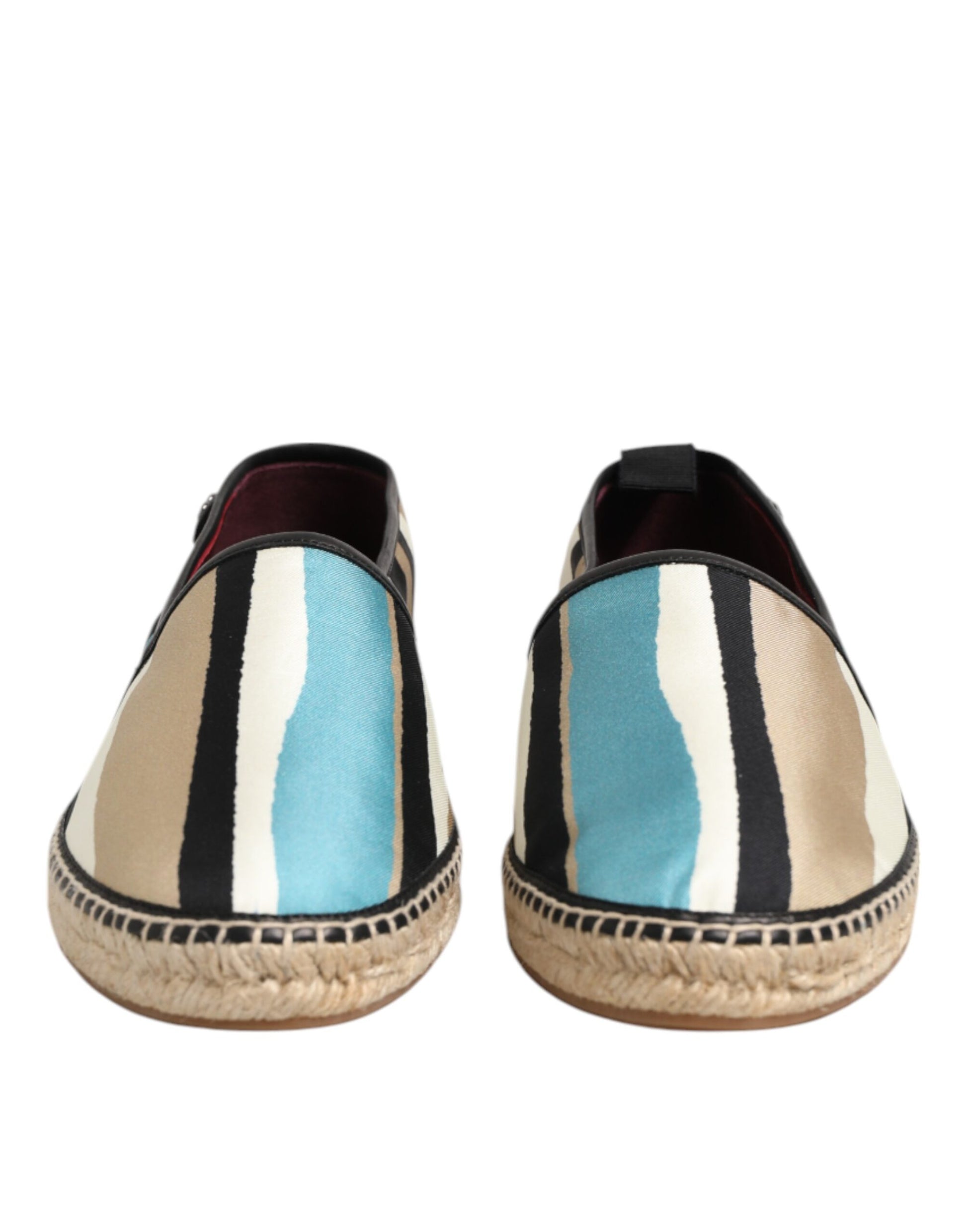 Flache Espadrilles aus Canvas mit mehrfarbigen Streifen