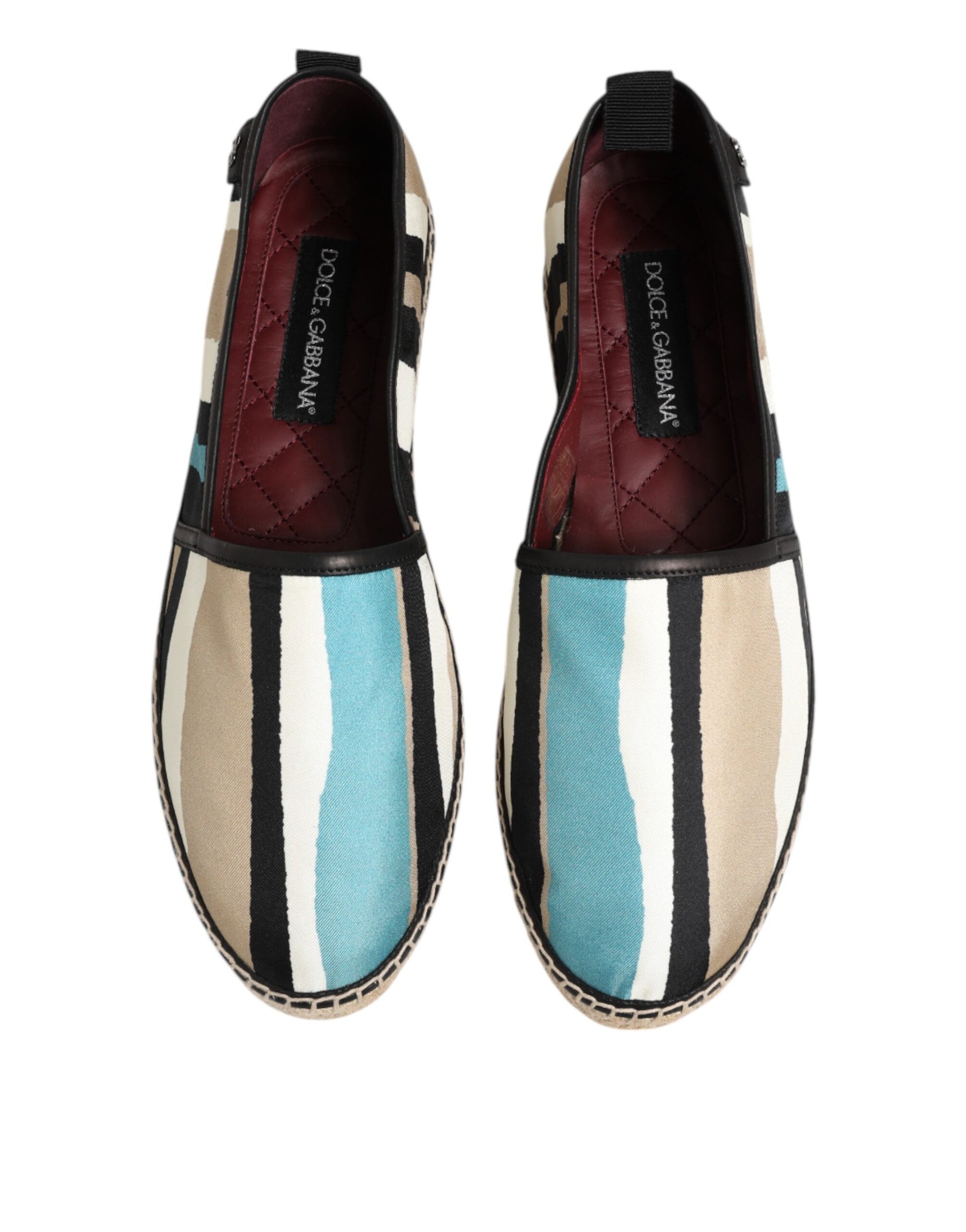 Flache Espadrilles aus Canvas mit mehrfarbigen Streifen