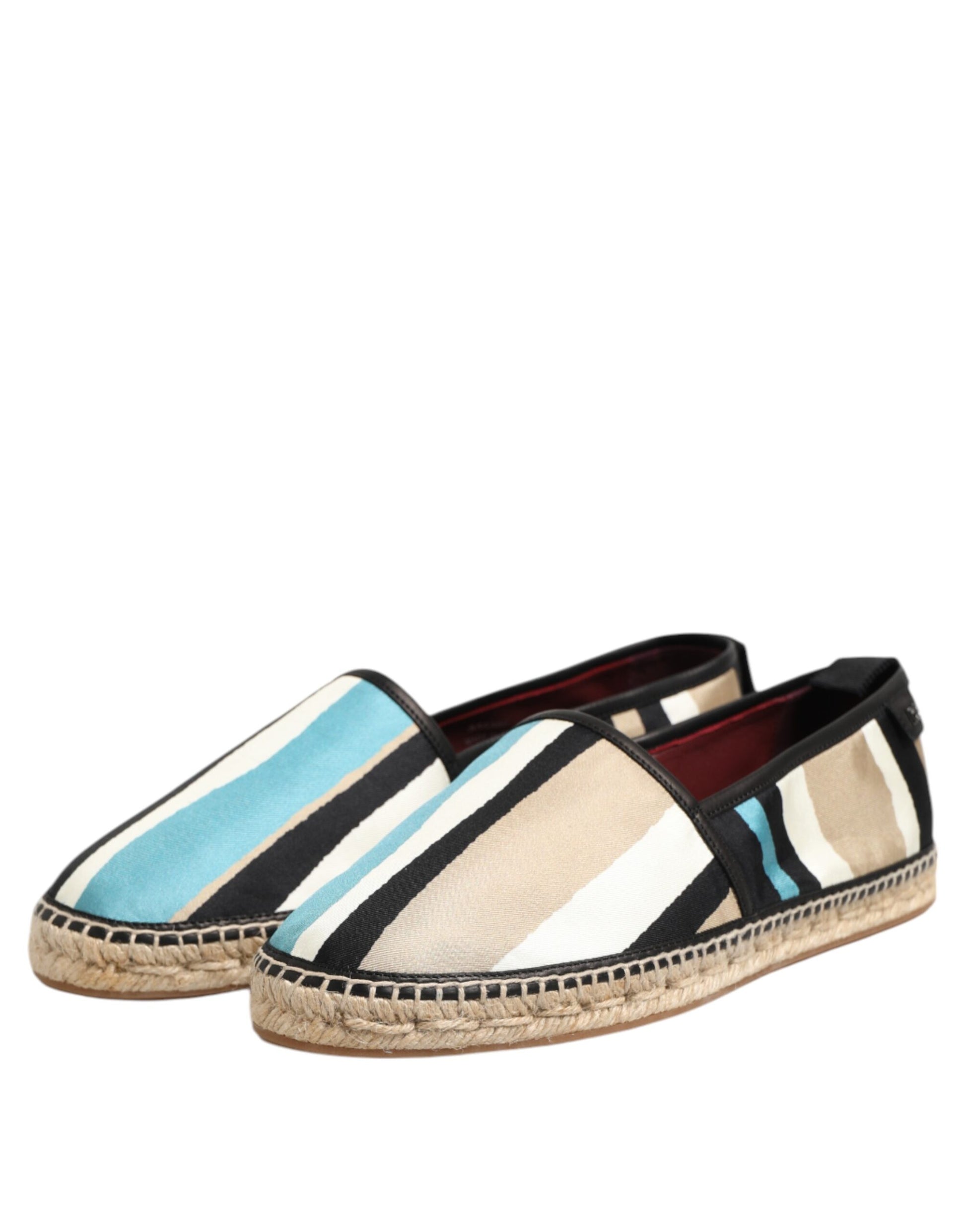 Flache Espadrilles aus Canvas mit mehrfarbigen Streifen